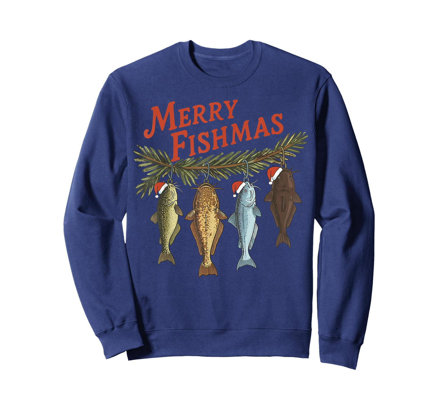 Merry Fishmas Santa Fishing Funny Fisherman Christmas T-Shirt