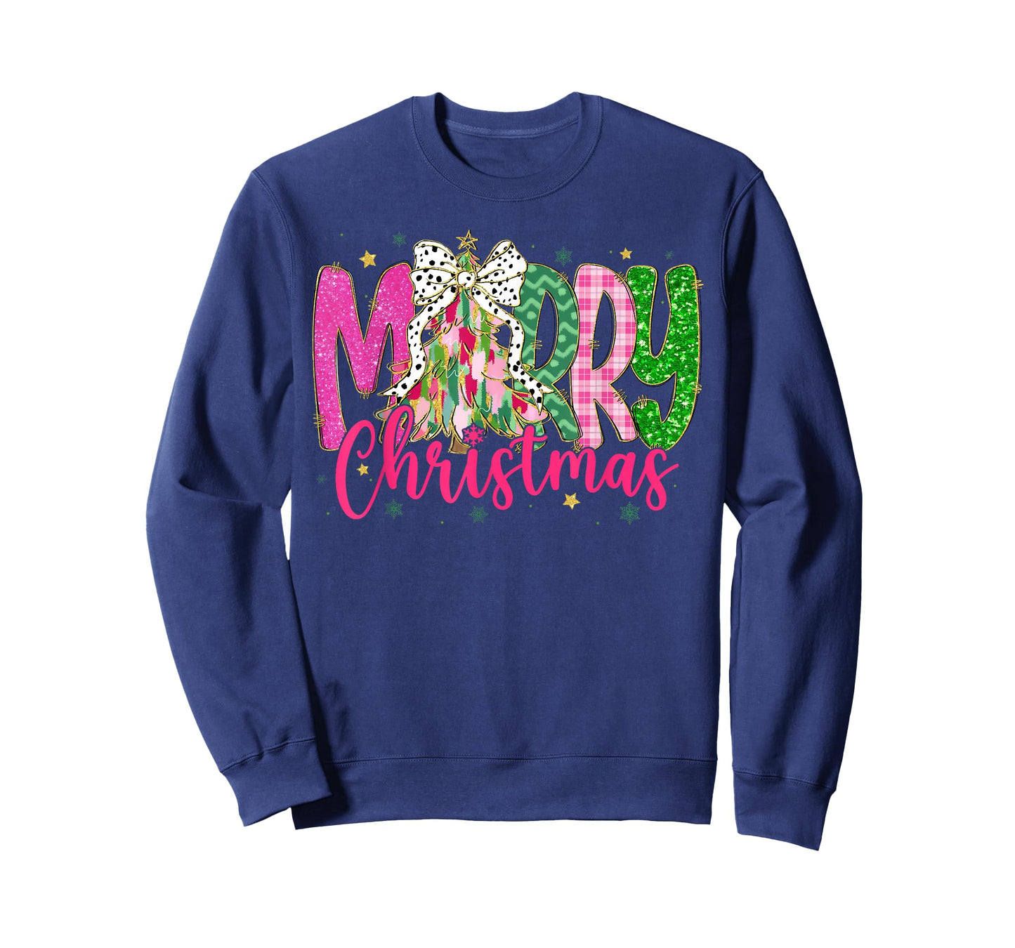 Merry Christmas Xmas Tree Coquette Bow Snowflake Holiday T-Shirt