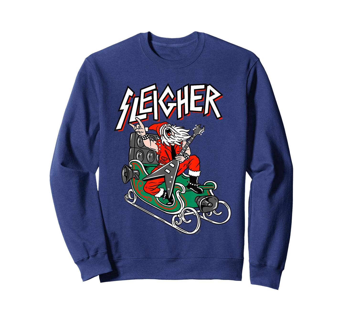 Ugly Christmas Sweater Sleigher Heavy Metal Santa Xmas T-Shirt