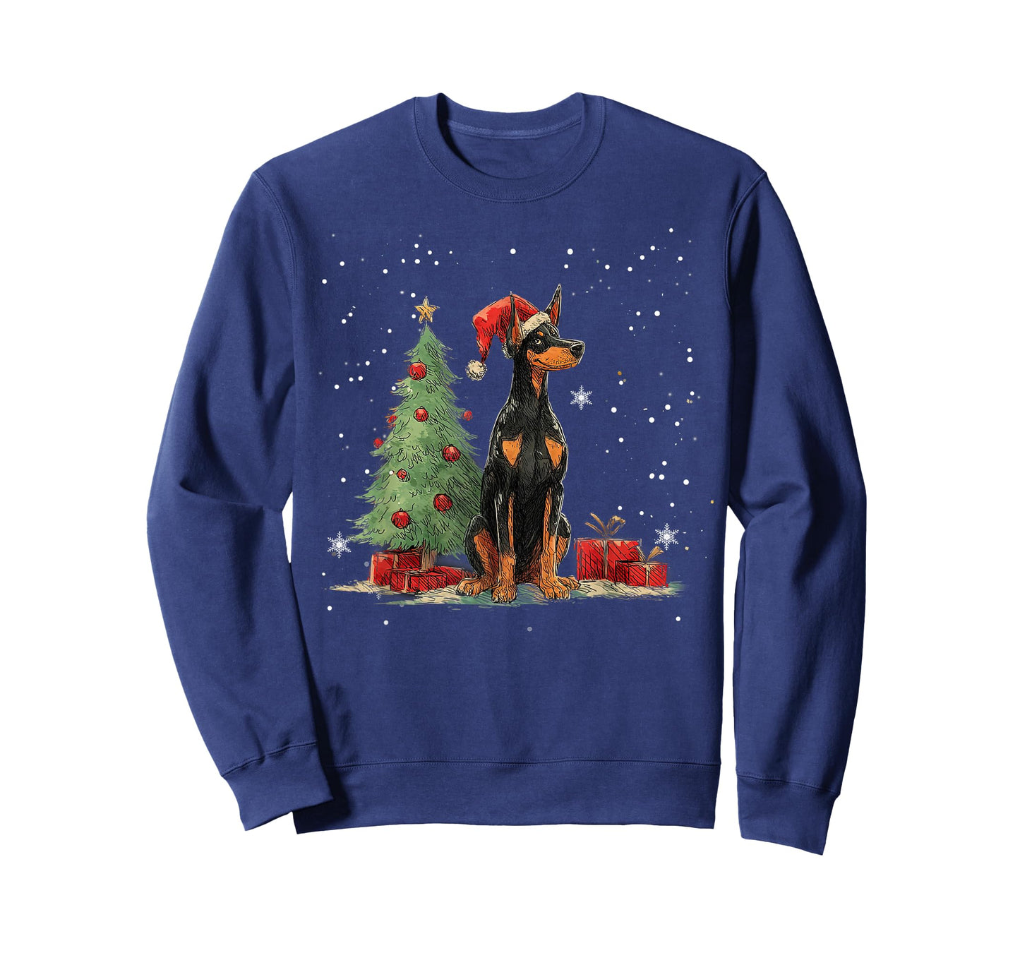 Funny Doberman Dog Christmas Tree Women Men Kids T-Shirt