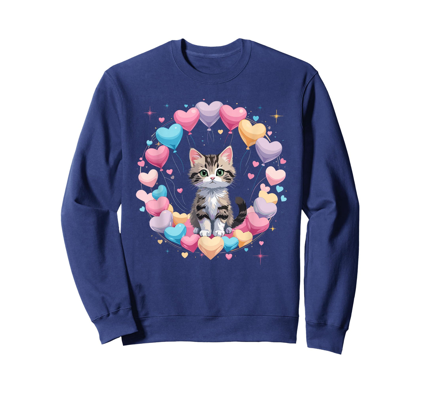 Valentines Day Cute Kitten with Heart Balloons T-Shirt