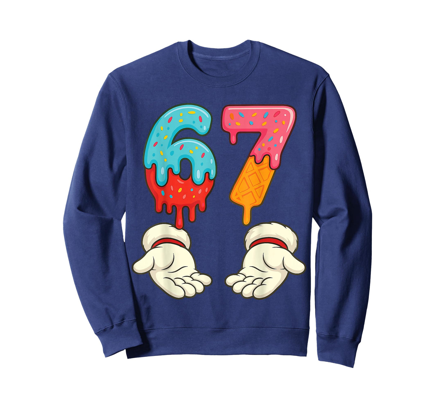 Funny Six Seven 6 7 Meme Christmas Ice Cream Drip Xmas Santa T-Shirt