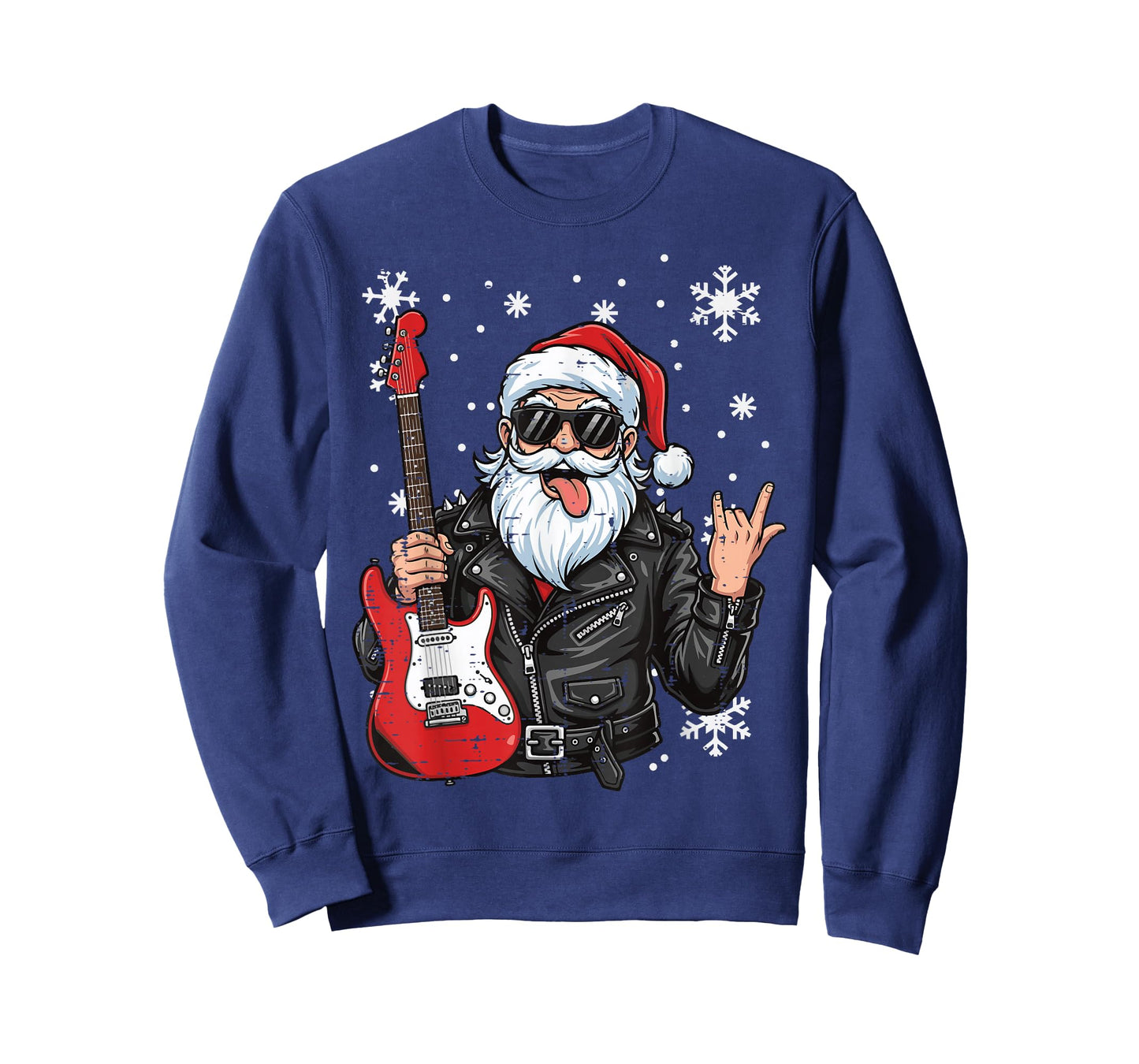 Christmas Santa Rock Hand Guitar Rocker Xmas Men Boys Kids T-Shirt