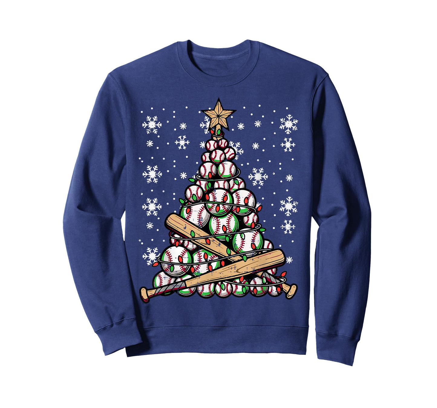 Christmas Tree Baseball Balls Bats Xmas Sports Boys Kids Men T-Shirt