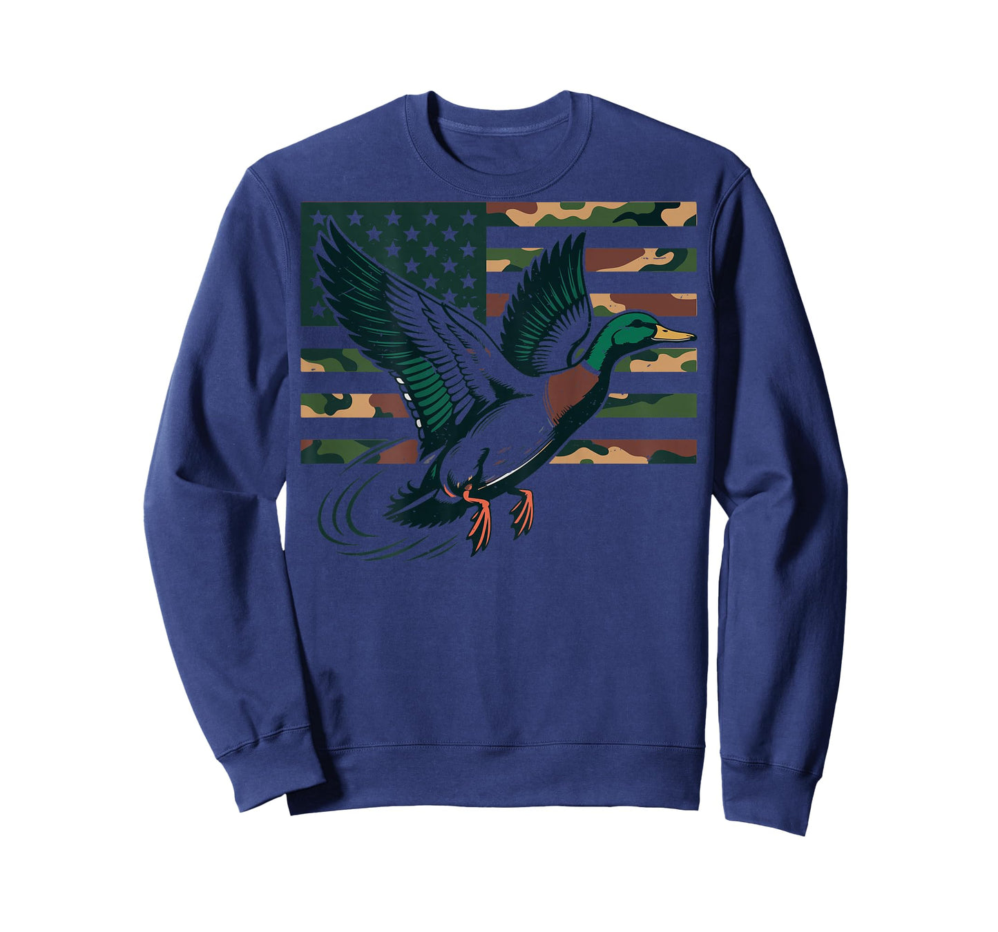 Youth Camo Mallard Duck Hunting Camouflage American Flag Kid T-Shirt