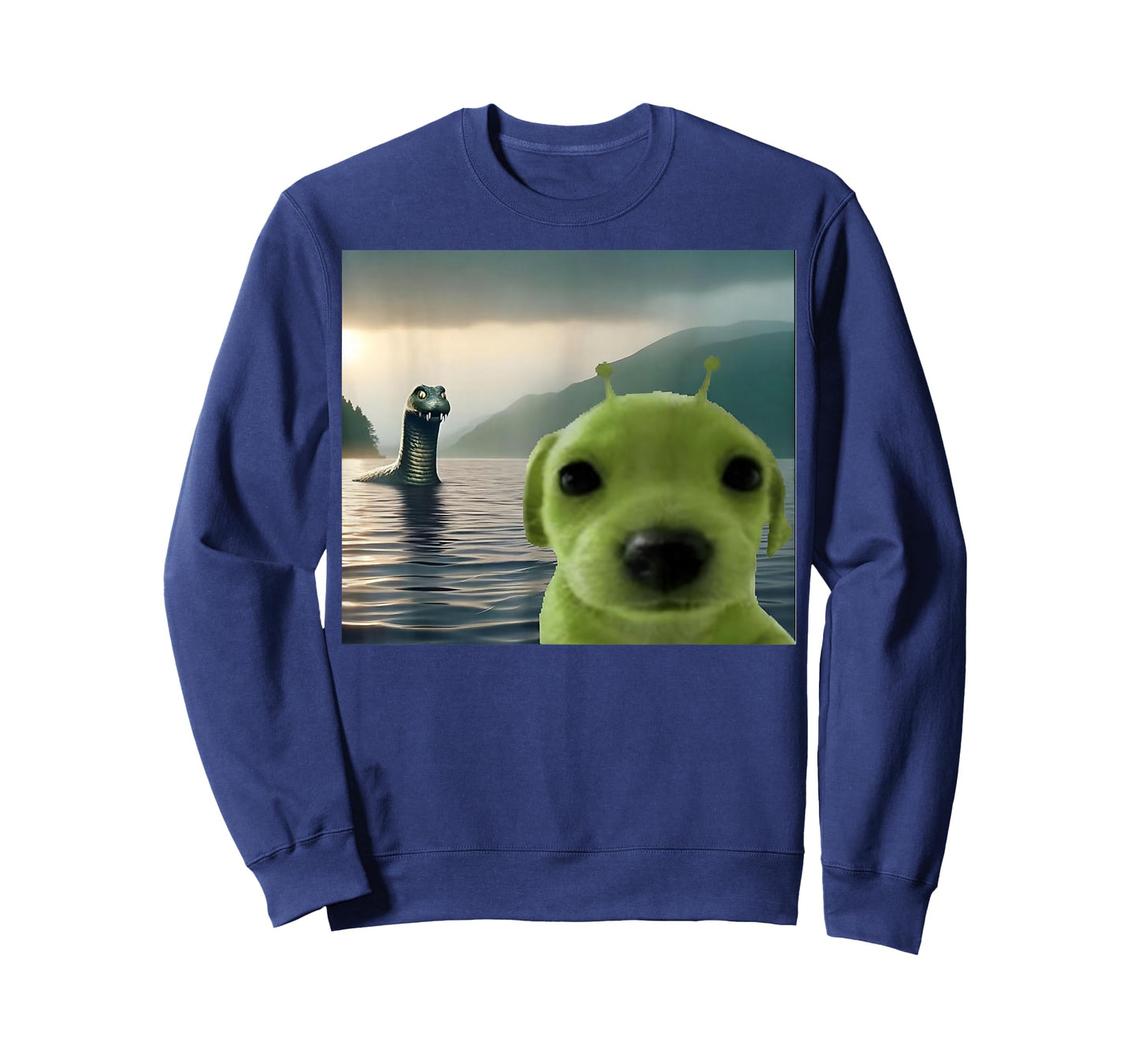 Alien Dog Viral Meme Selfie with Loch Ness Monster Nessie T-Shirt