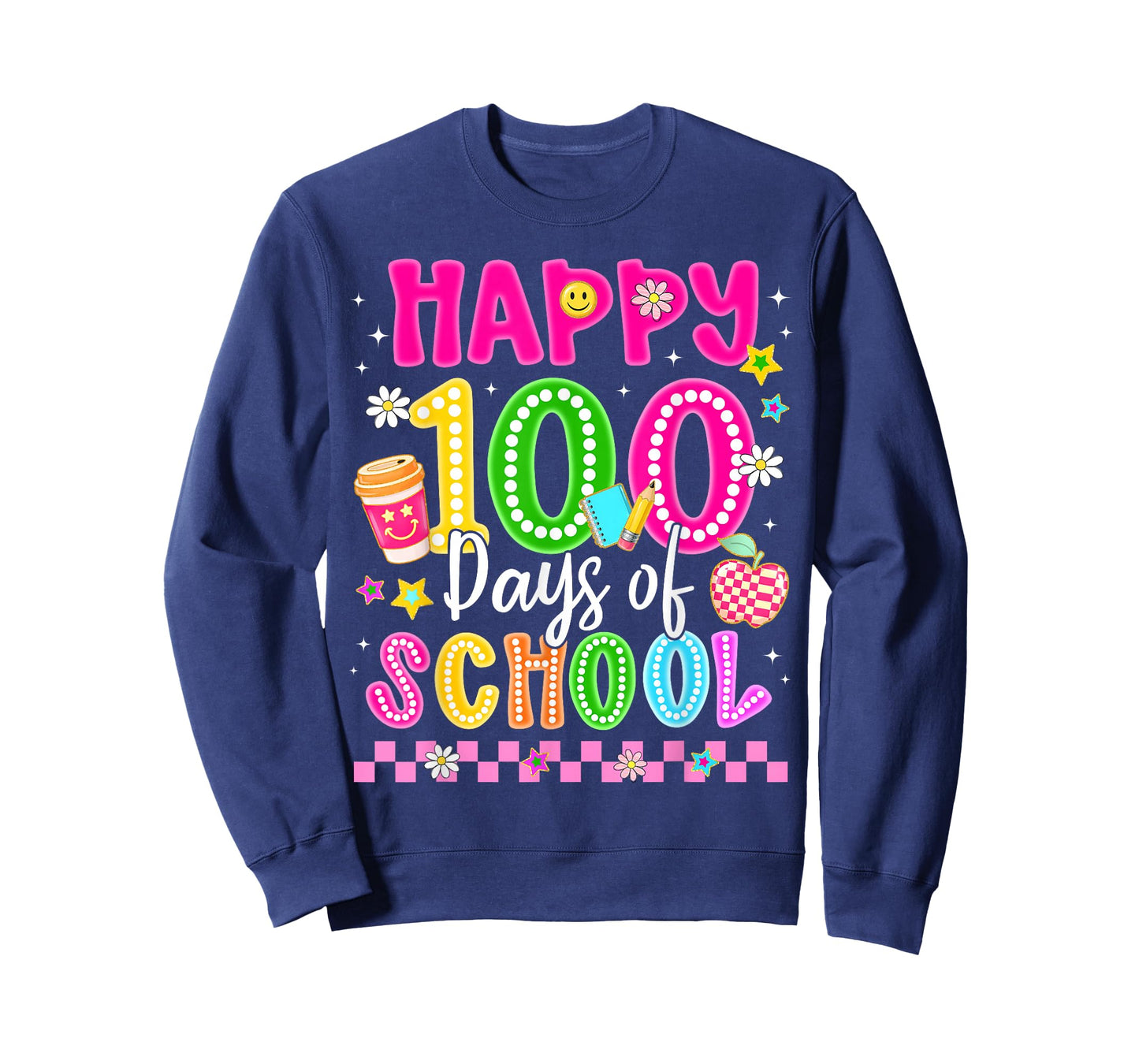 Happy 100 Days of School Coffee Apple Smile Coffee Teacher T-Shirt