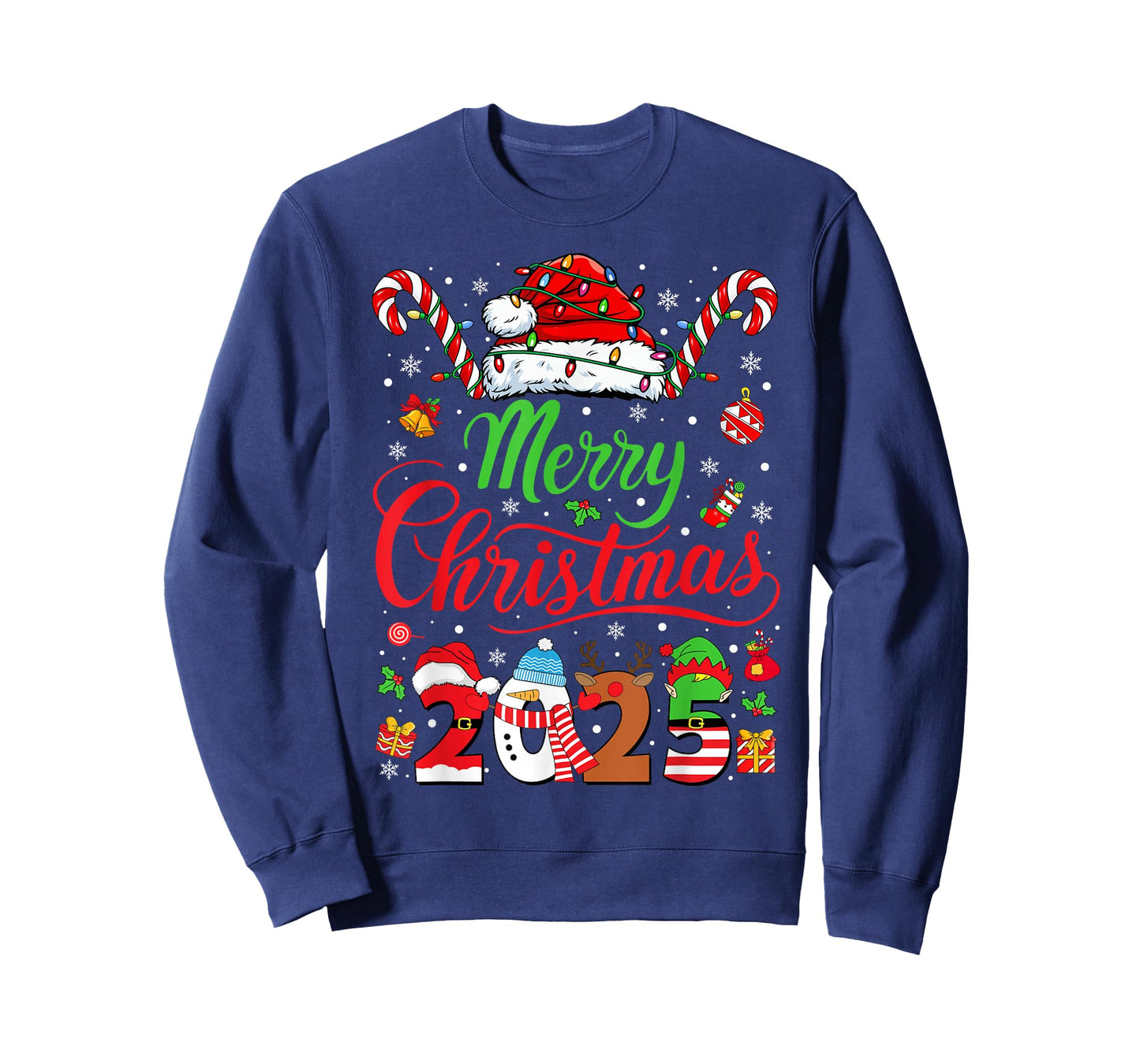 Merry Christmas 2025 Santa Reindeer Snowman Christmas Family T-Shirt