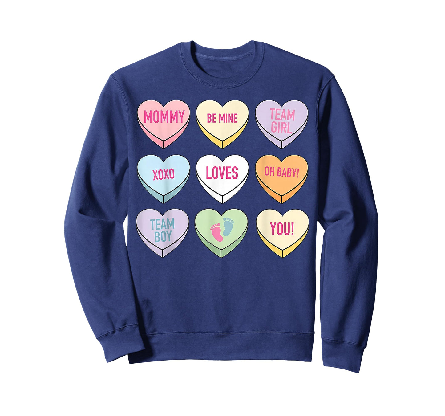 Valentines Gender Reveal Pink or Blue Mommy Candy Heart T-Shirt