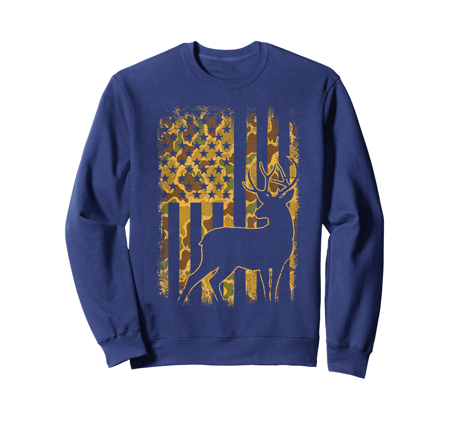 Camo US Flag Deer - Buck Hunting Lover Big Game Hunter T-Shirt