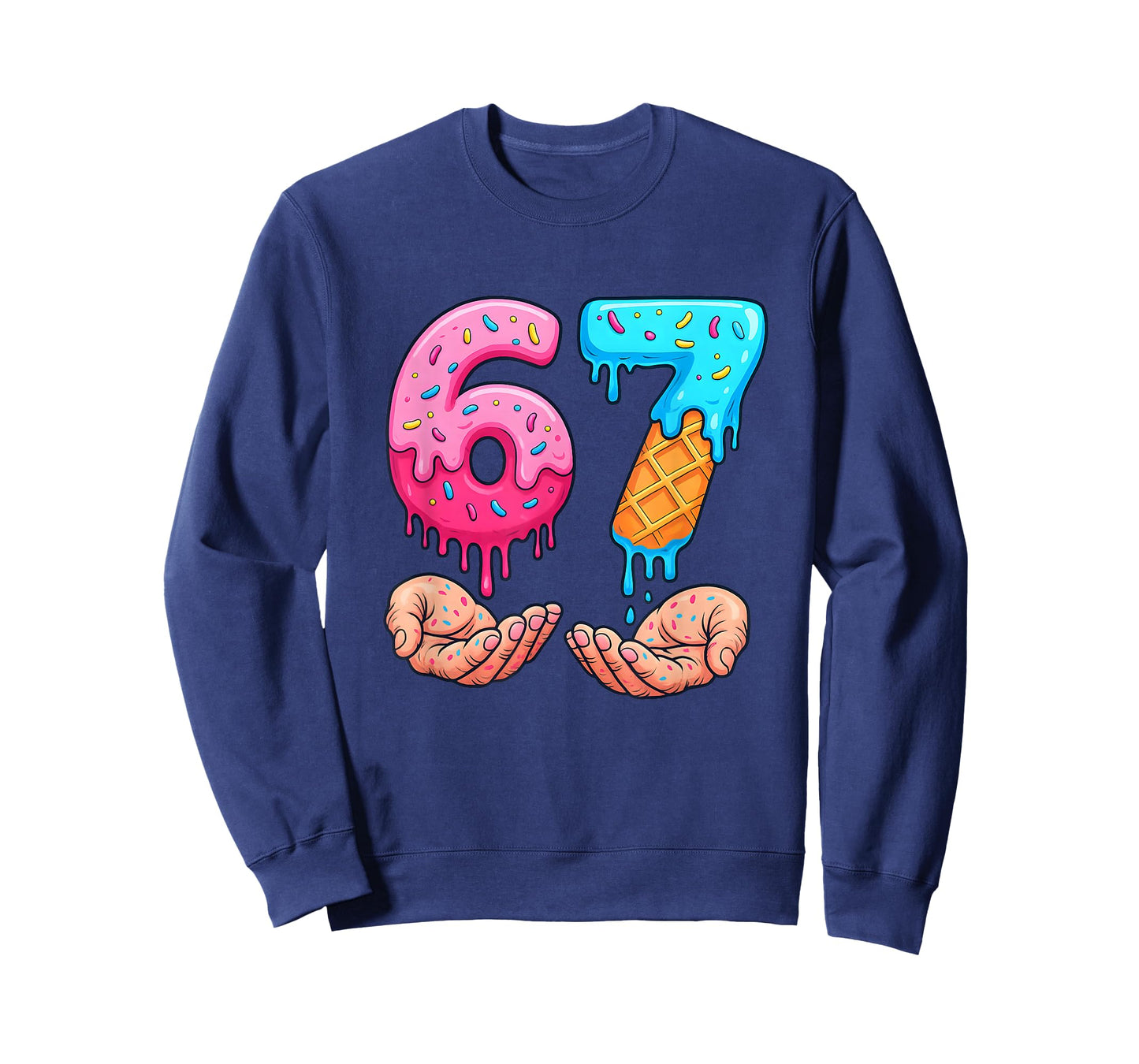 Six Seven Ice Cream Drip Kids Youth Funny 67 Hands Meme 6 7 T-Shirt