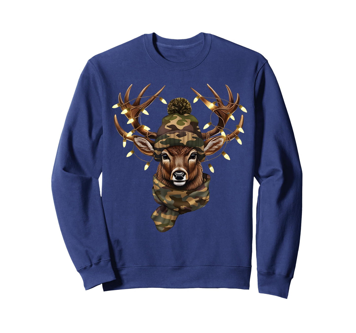 Christmas Camo Deer Hunting Reindeer Deer Xmas Lights T-Shirt
