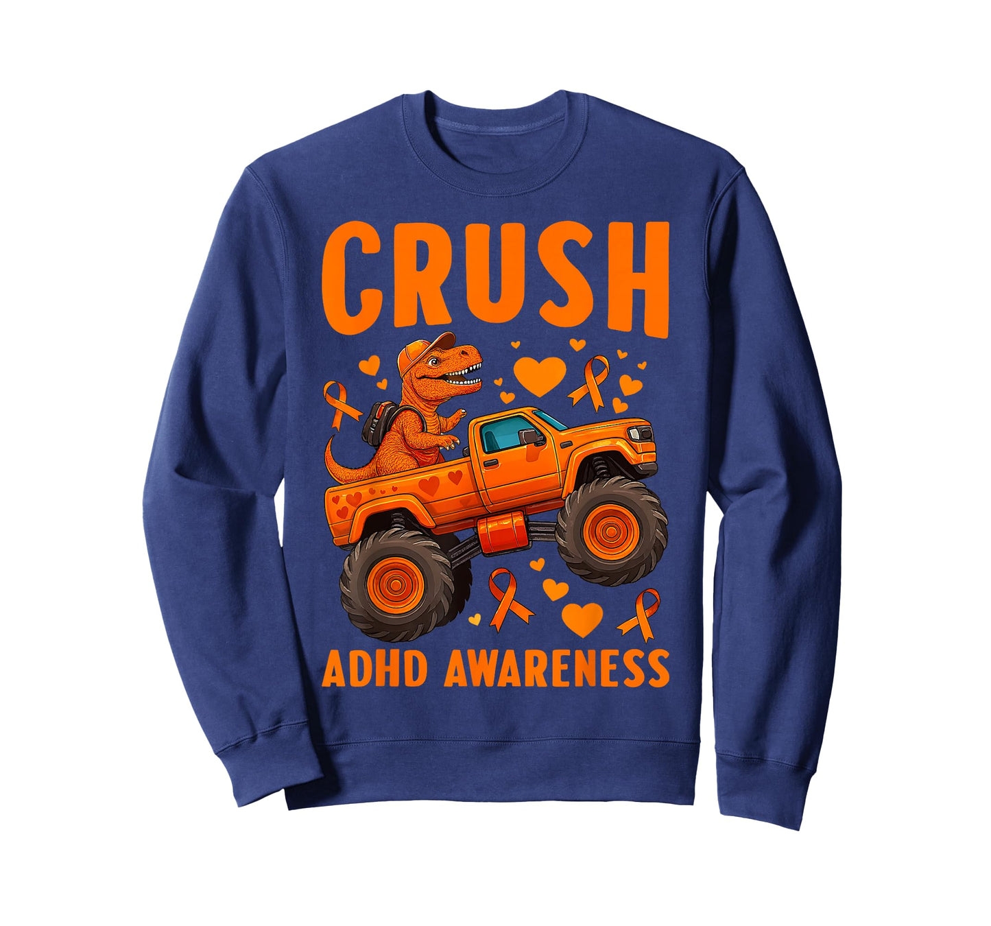 Funny Crush ADHD Awareness T-rex Monster Truck Kids Boy Girl T-Shirt