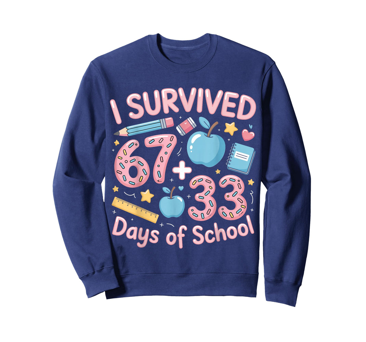 I Survived 67 Plus 33 Days of School for Kids Funny 6 7 Meme T-Shirt