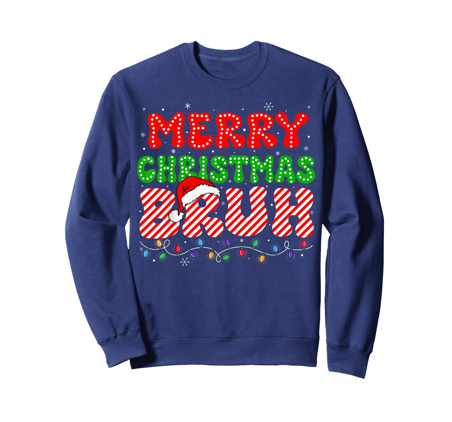 Bruh Merry Christmas Candy Cane Shirts Teen Kids Funny Xmas T-Shirt