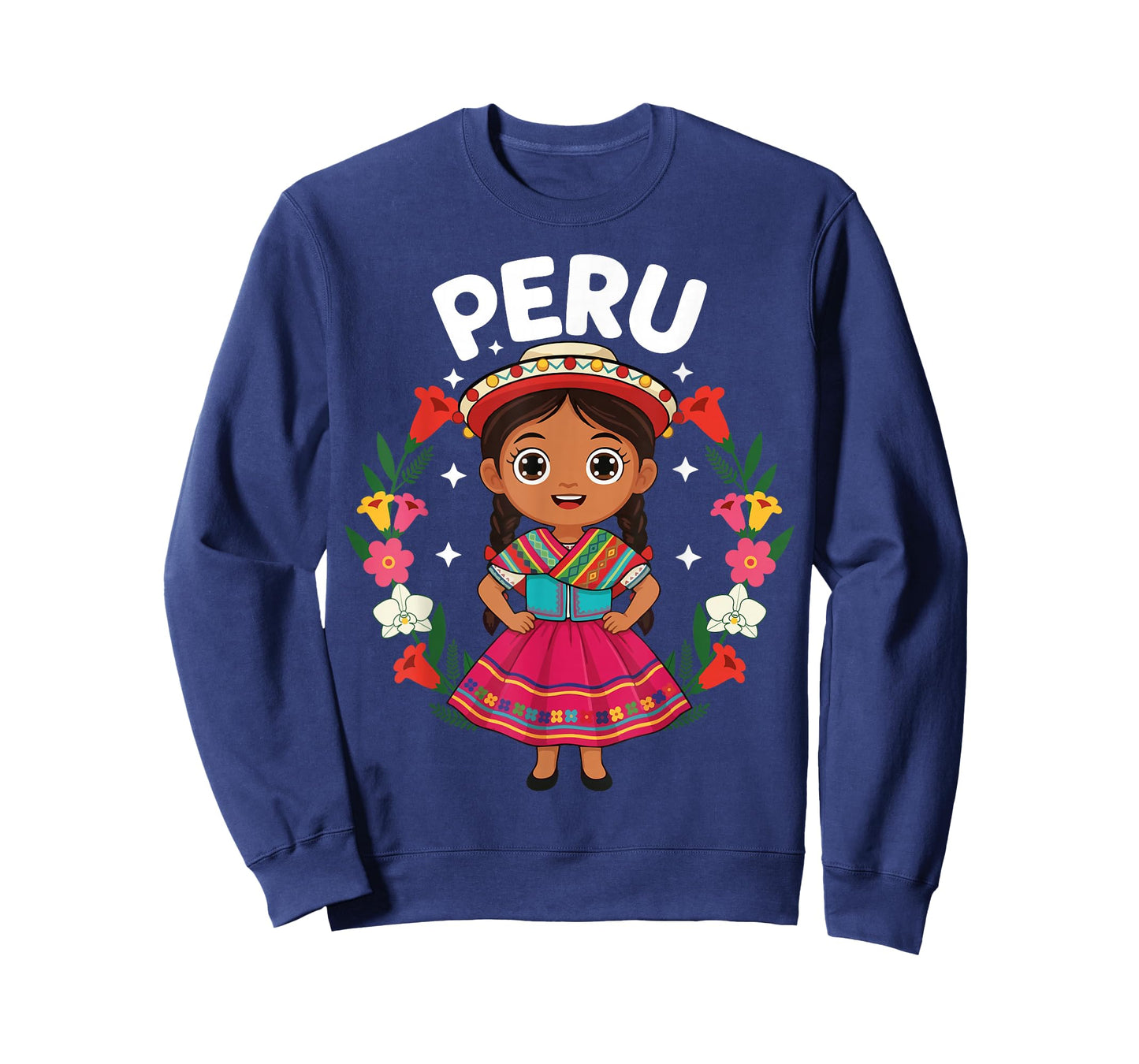 Peru Peruvian Girl Traditional Dress Flowers Heritage T-Shirt