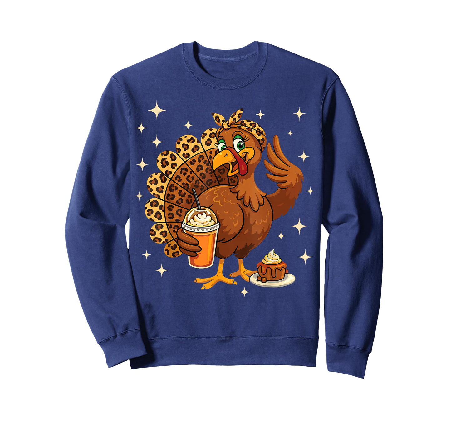 Funny Turkey Drinking Coffee Fall Thanksgiving Costume Women T-Shirt