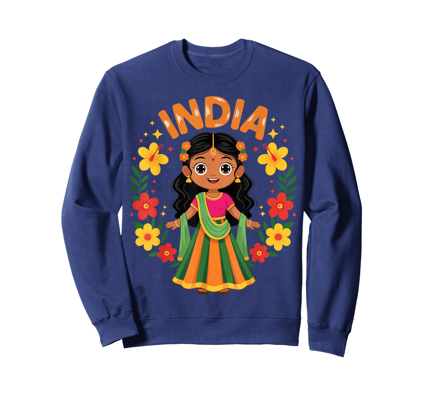 India Indian Girl Traditional Dress Heritage Flowers T-Shirt