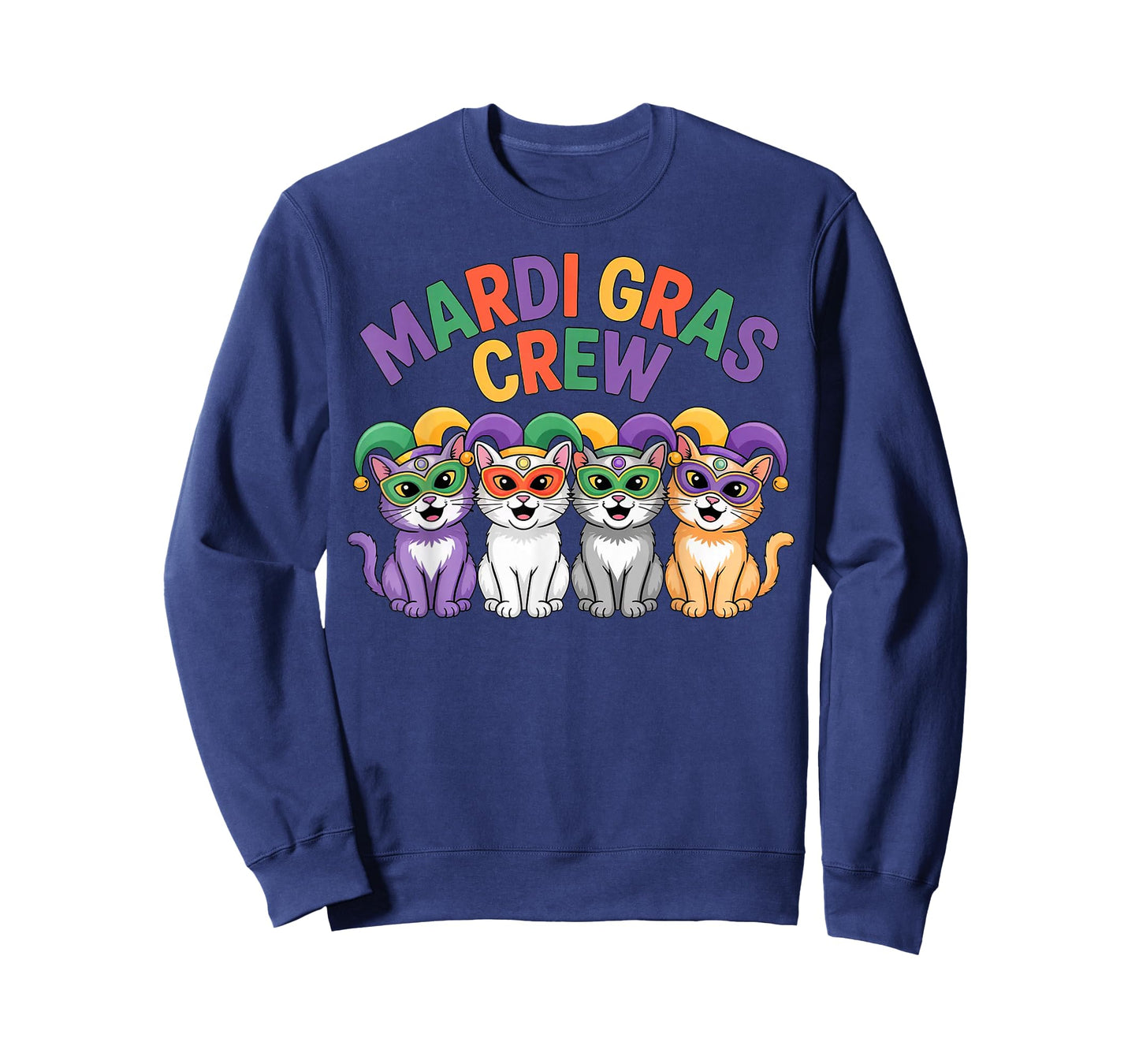 Mardi Gras Crew Cat Mask Party Art Design T-Shirt