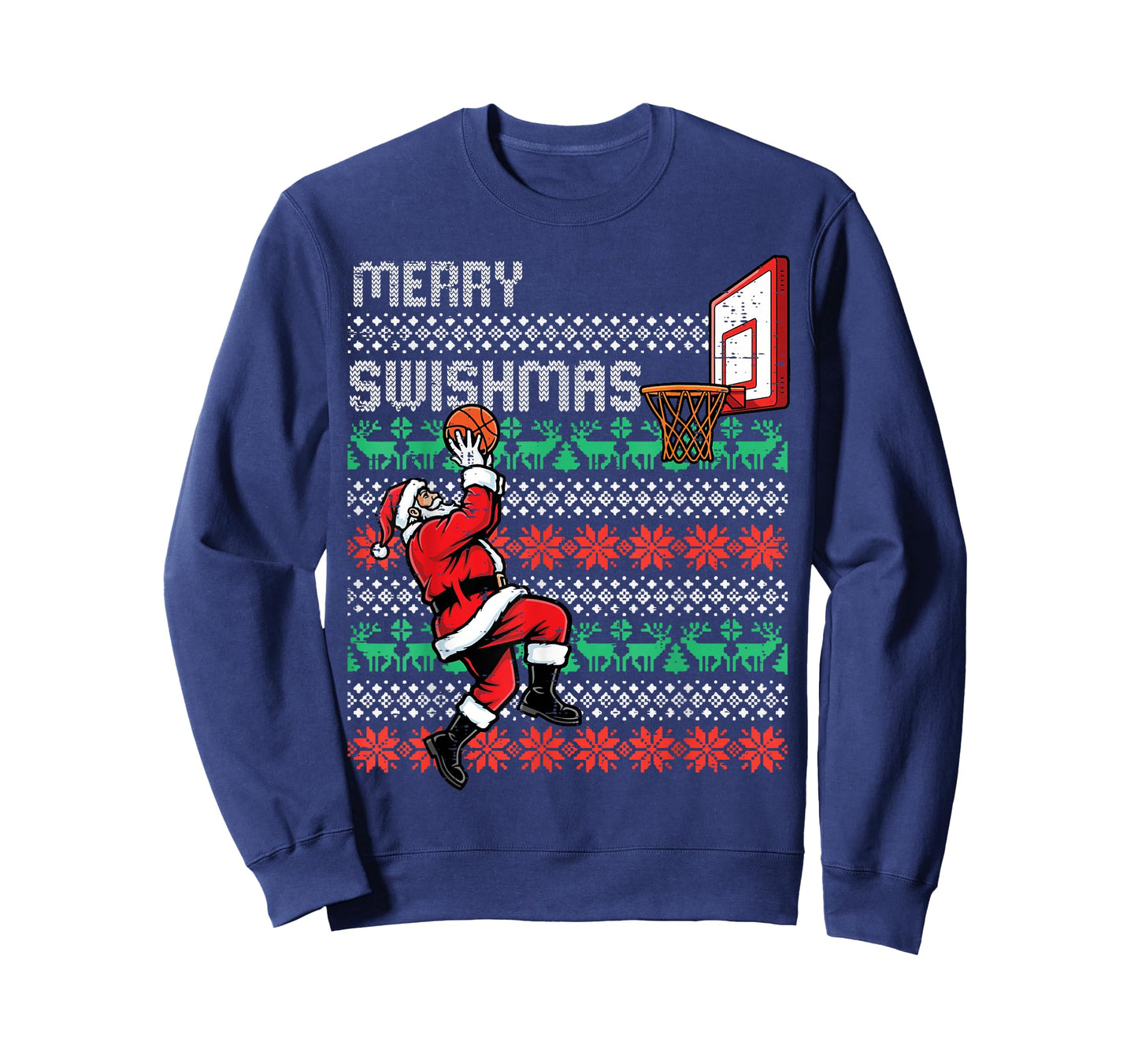 Christmas Santa Basketball Merry Swishmas Xmas Men Boys Kids T-Shirt