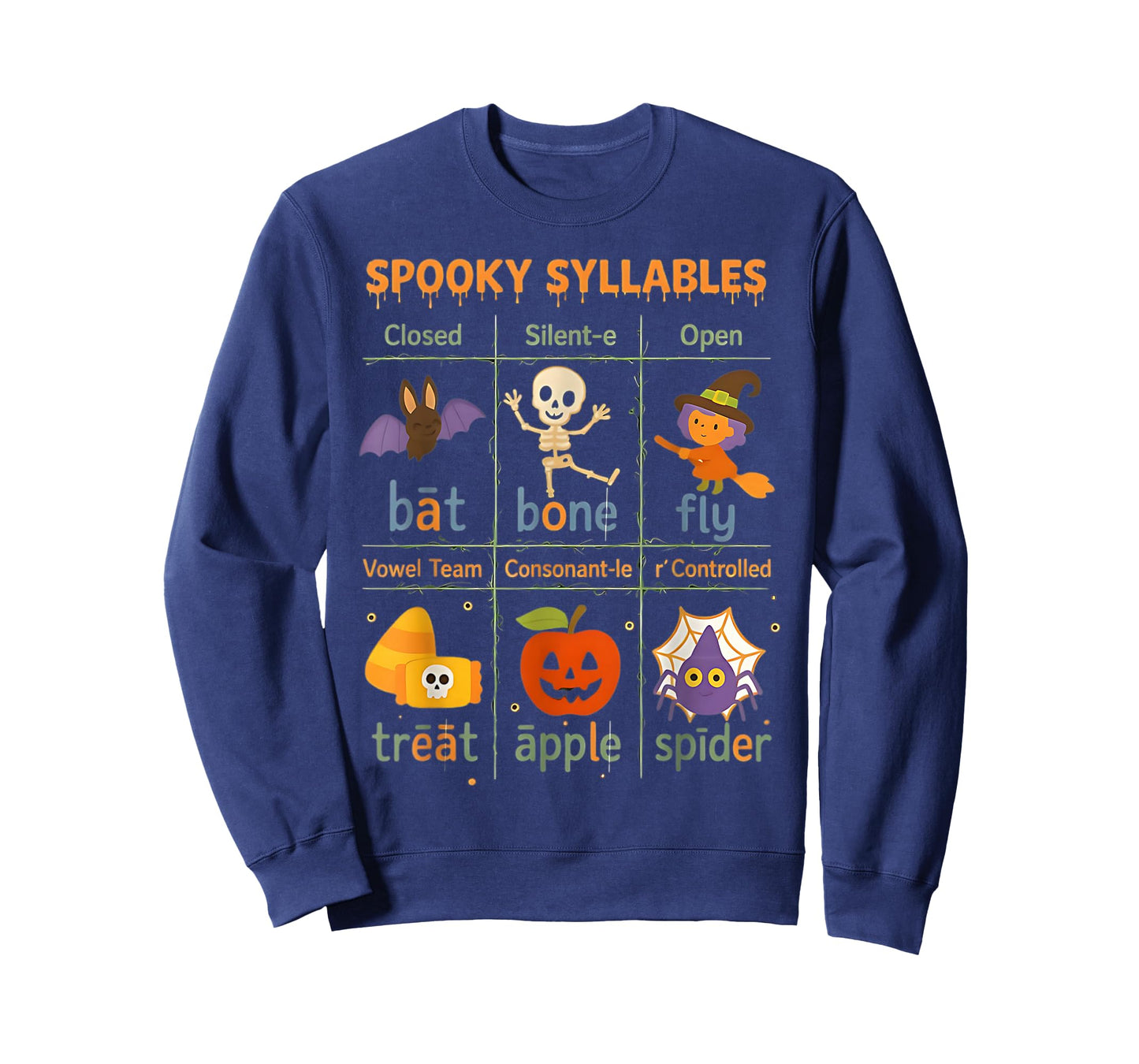 Spooky Syllables Teacher Funny Halloween Educational Kids T-Shirt