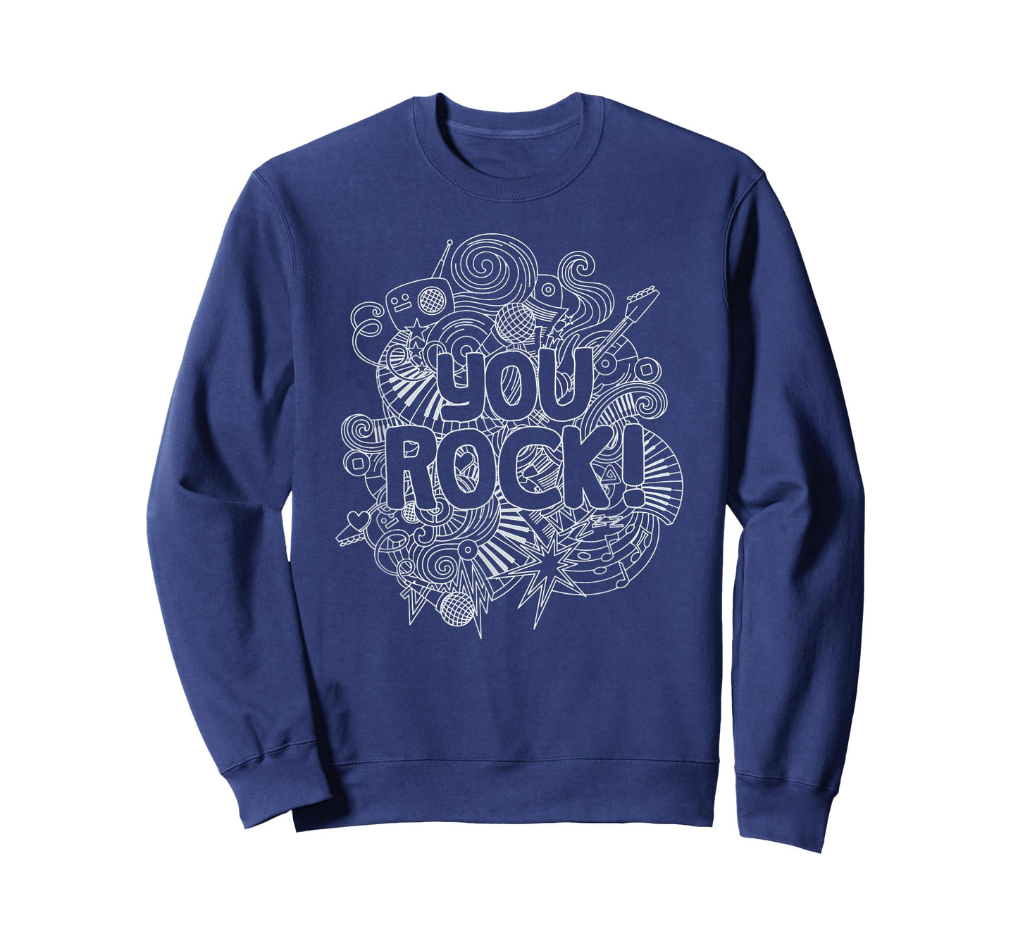 You Rock Music-Themed Coloring Page Style White Line Art T-Shirt