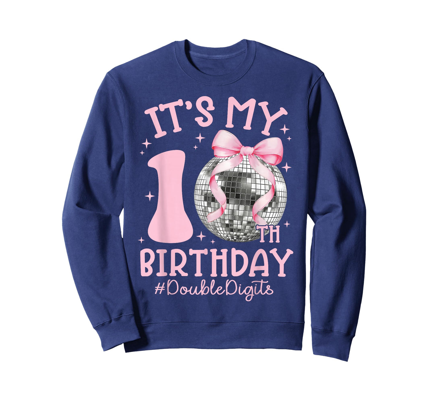 It's My 10th Birthday Girl Double Digits Bow Disco Ball T-Shirt