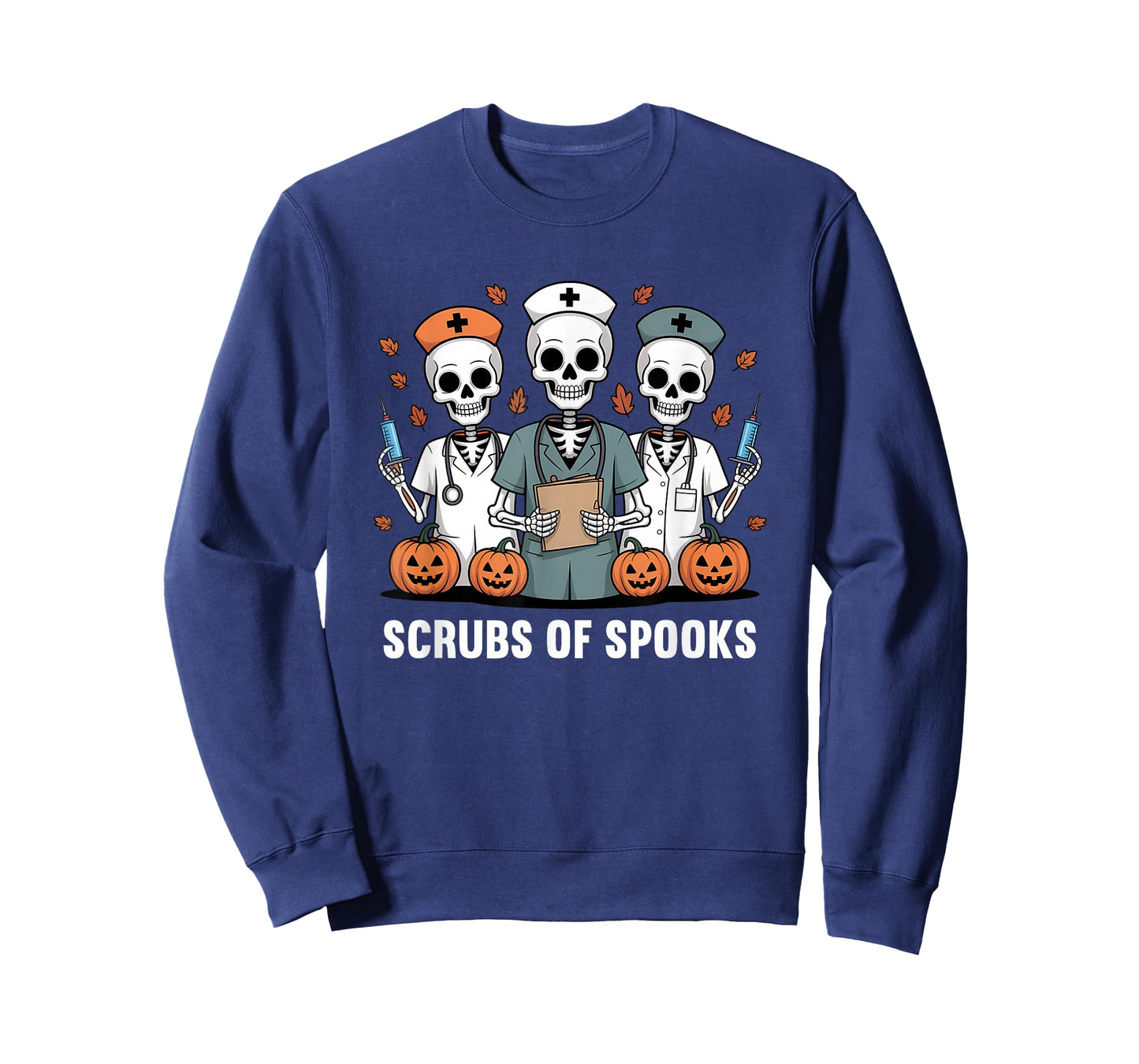 Scrubs of Spooks Funny Halloween Nurse Healthcare Workers T-Shirt