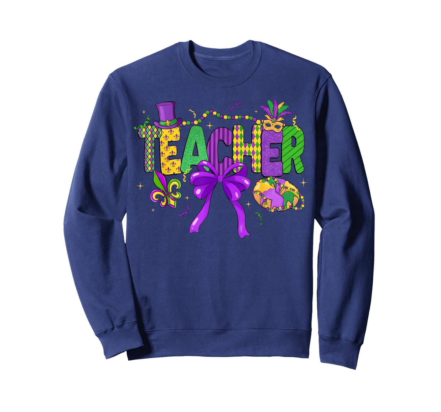 Mardi Gras Coquette Bow Masked King Cake Teacher Girl Women T-Shirt