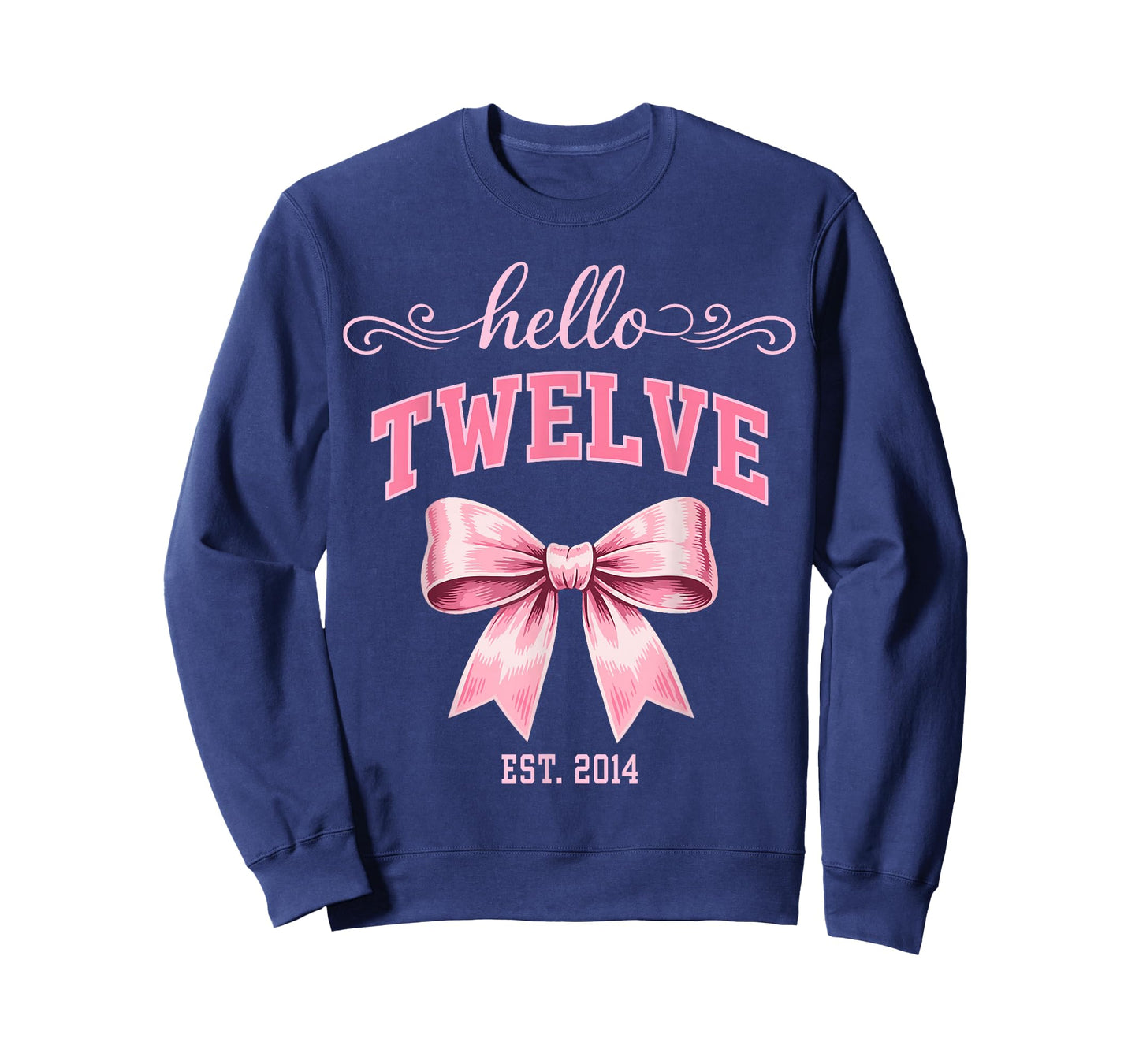 Hello Twelve Est 2014 Cute Coquette Bow 12th Birthday Girls T-Shirt