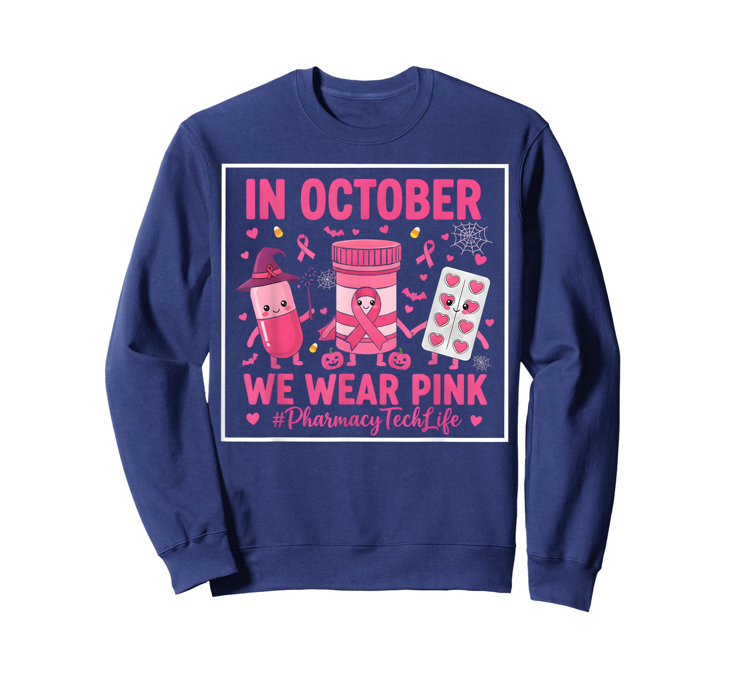 Pink Pharmacy Tech Life in October We Wear Breast Cancer T-Shirt