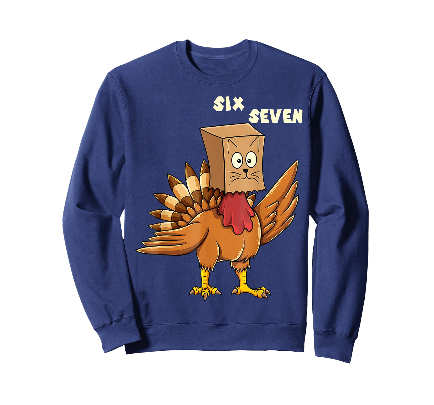 Thanksgiving Turkey Cat Six Seven Funny 6 7 Thanksgiving T-Shirt