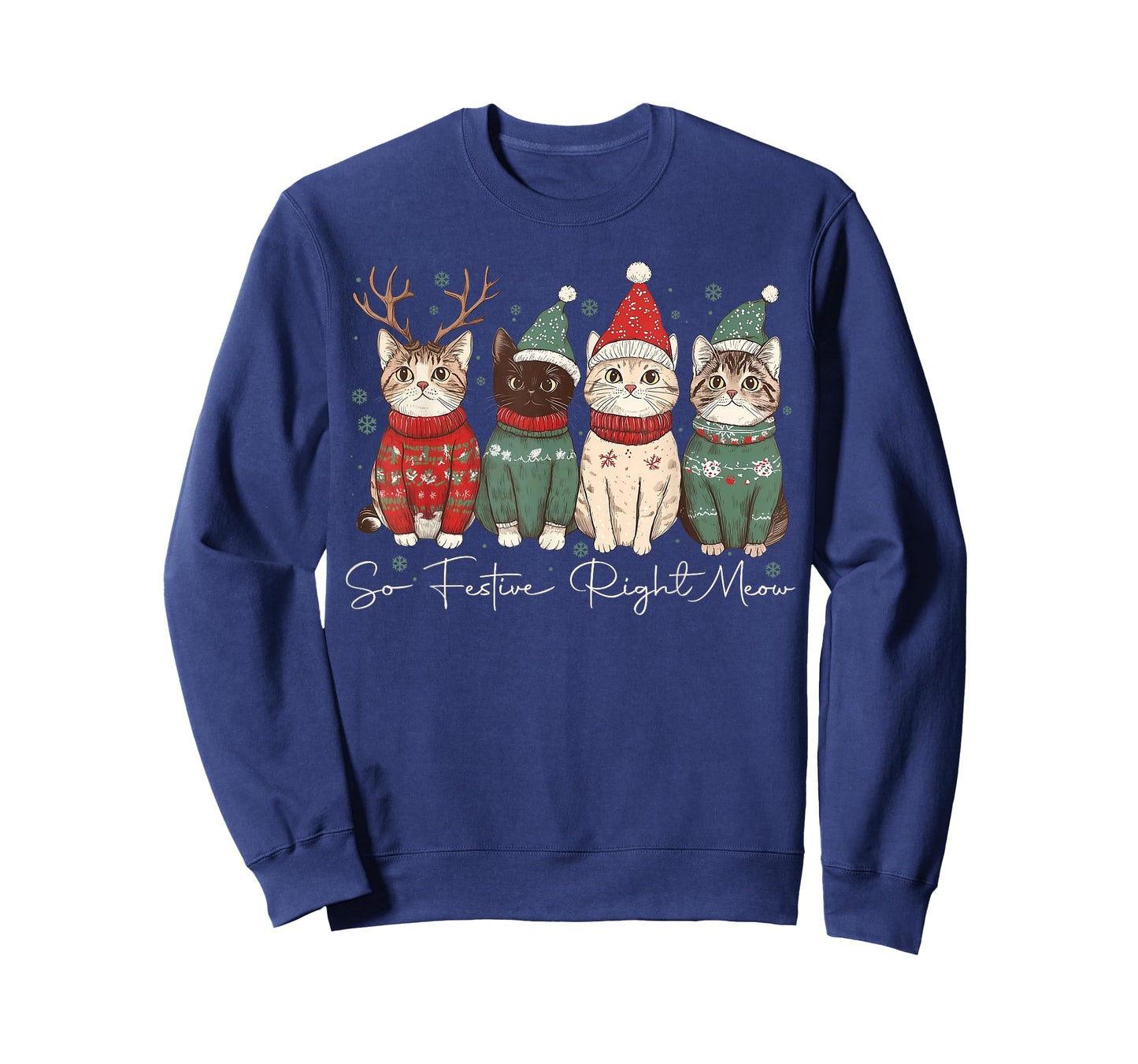 So Festive Right Meow Funny Cozy Cat Christmas Santa Holiday T-Shirt