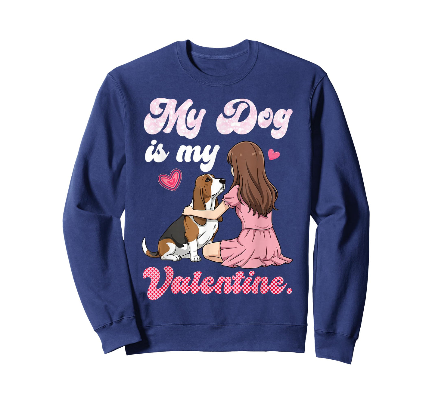 Cute Girl with My Dog is My Valentine Basset Hound Mom Mama T-Shirt