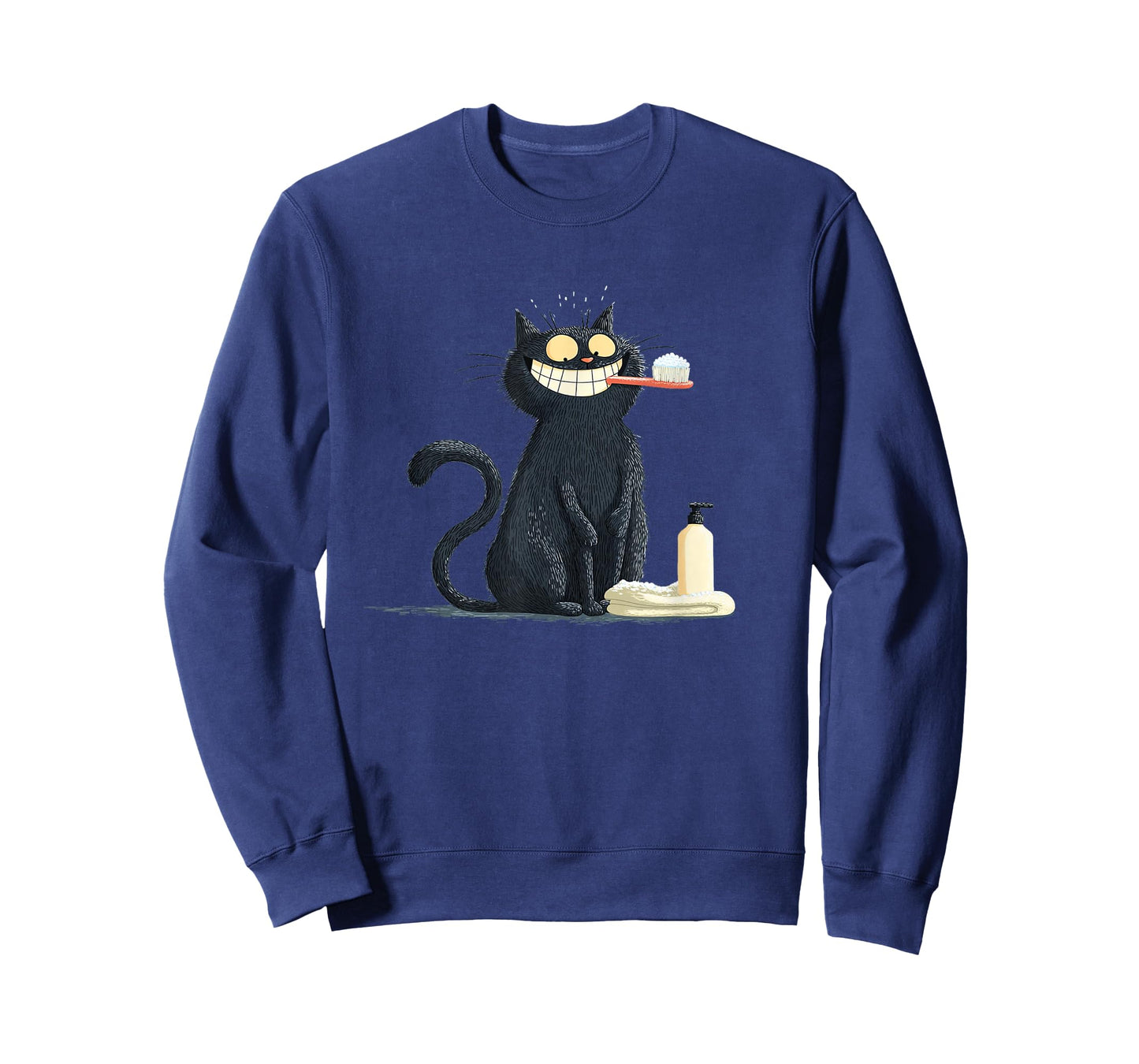 Big Smiling Cat with Toothbrush for Teeth Brushing Lovers T-Shirt