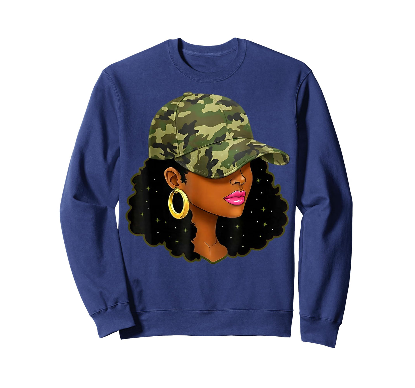 Queen Black Woman with Camo Cap Locs African American T-Shirt