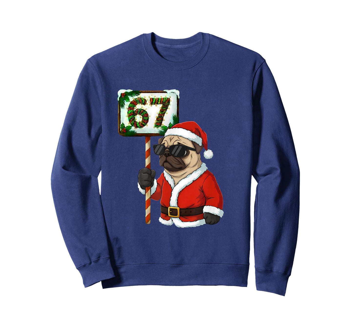 67 Meme Funny Six Seven Christmas Pug Dog Lover T-Shirt