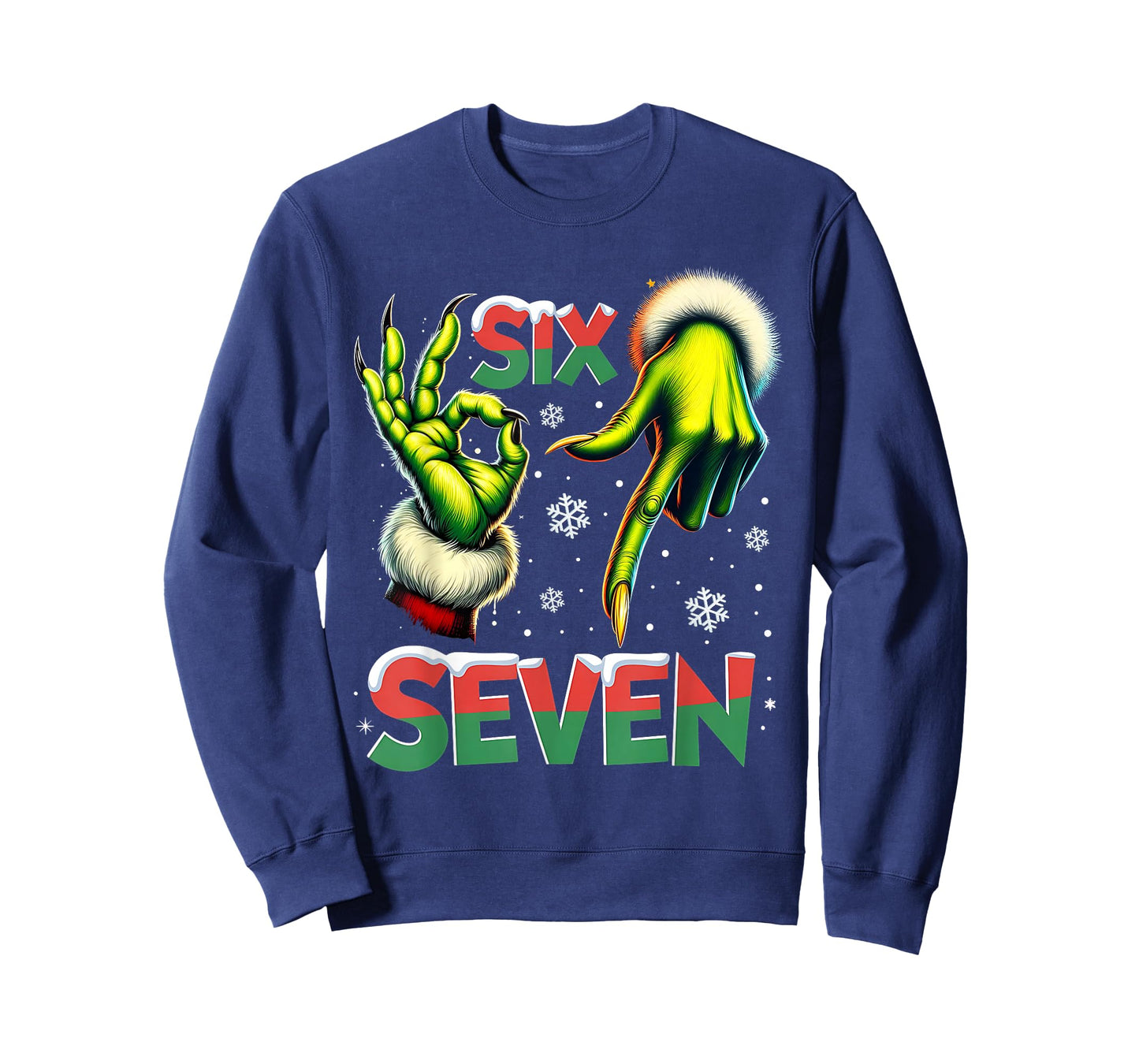 Six Seven Funny Green Hand Christmas Parody T-Shirt