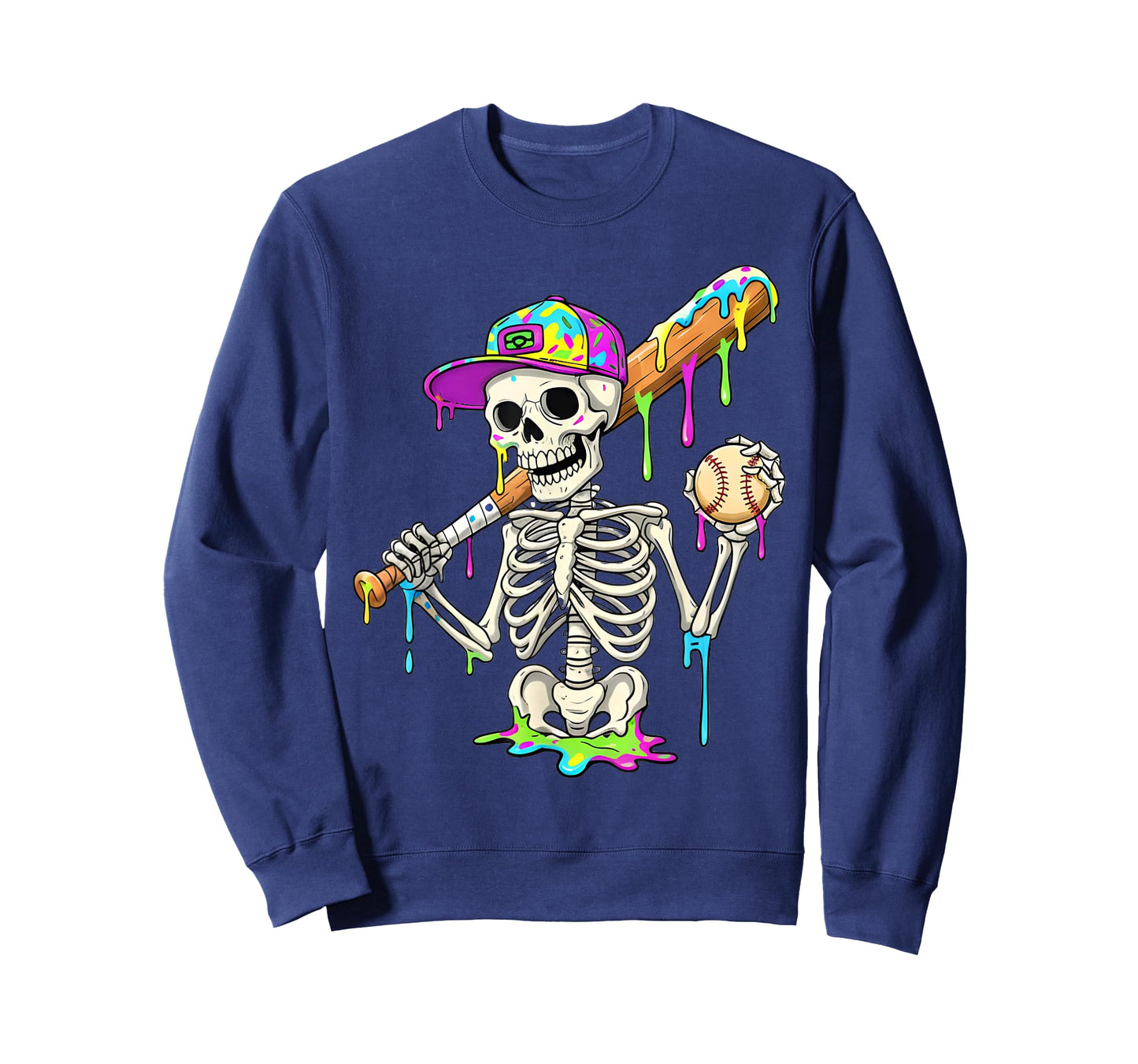 Skeleton Baseball Drip Boys Ice Cream Drip Youth Baseball T-Shirt