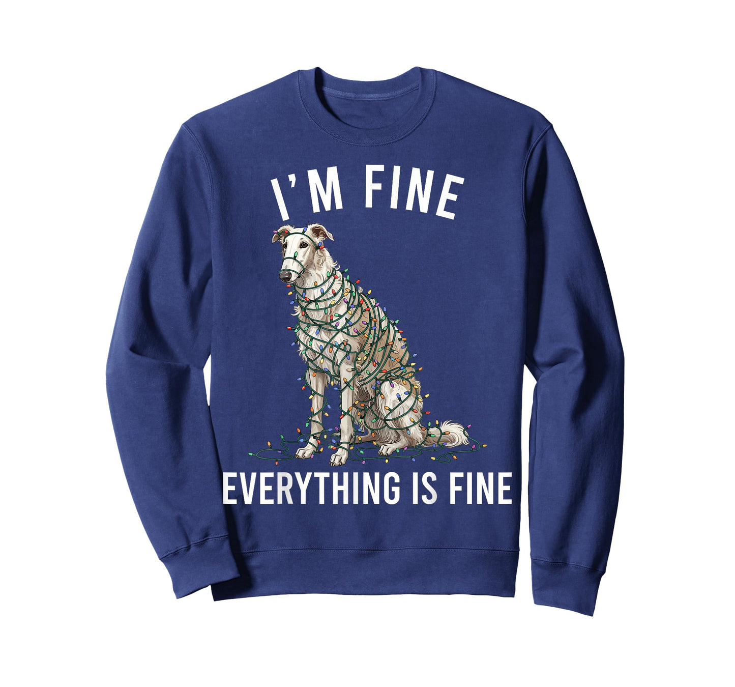 Borzoi Christmas I'm Fine Everything is Fine T-Shirt