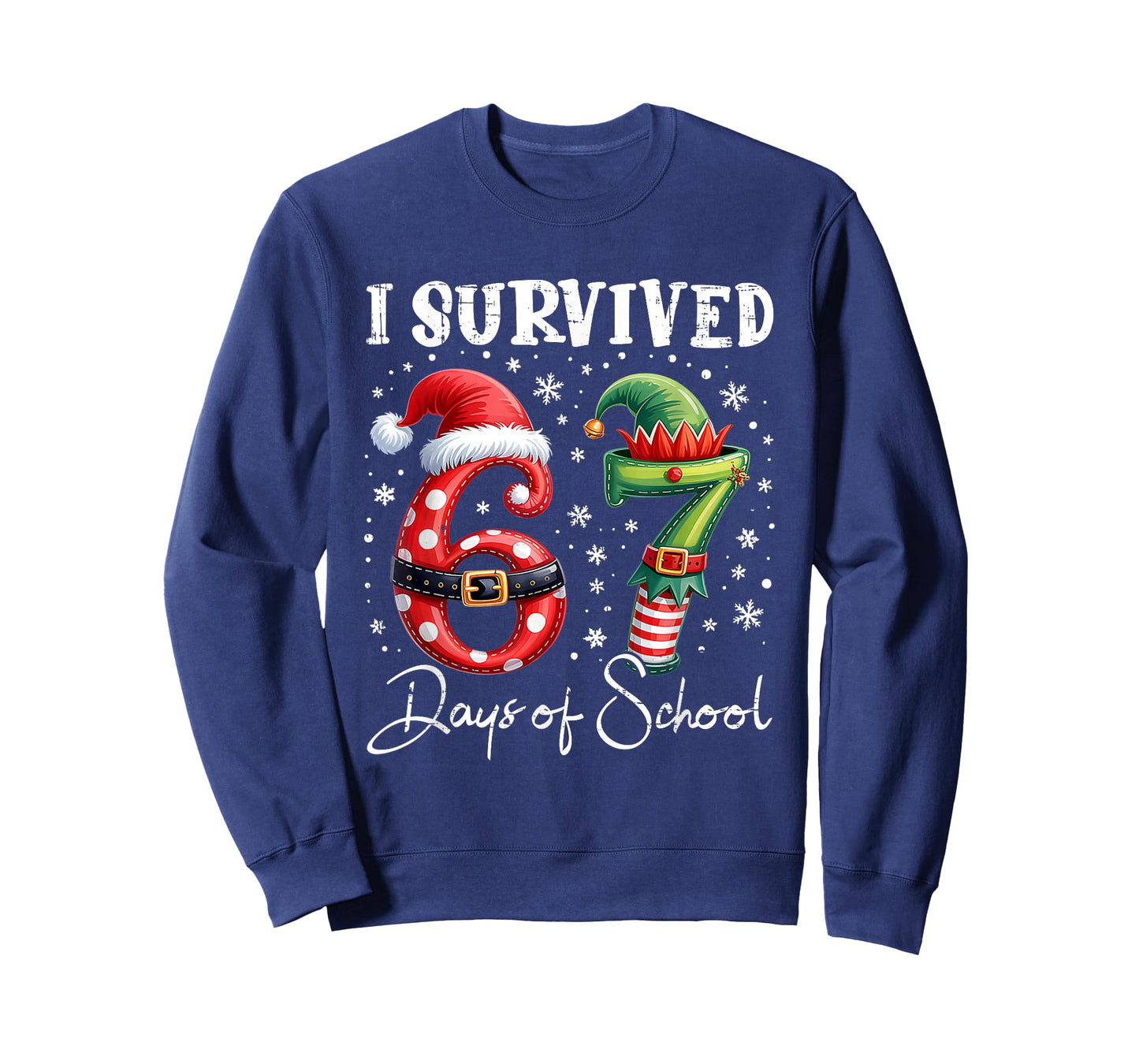 I Survived 67 Days of School Christmas Candy Cane Six Seven T-Shirt