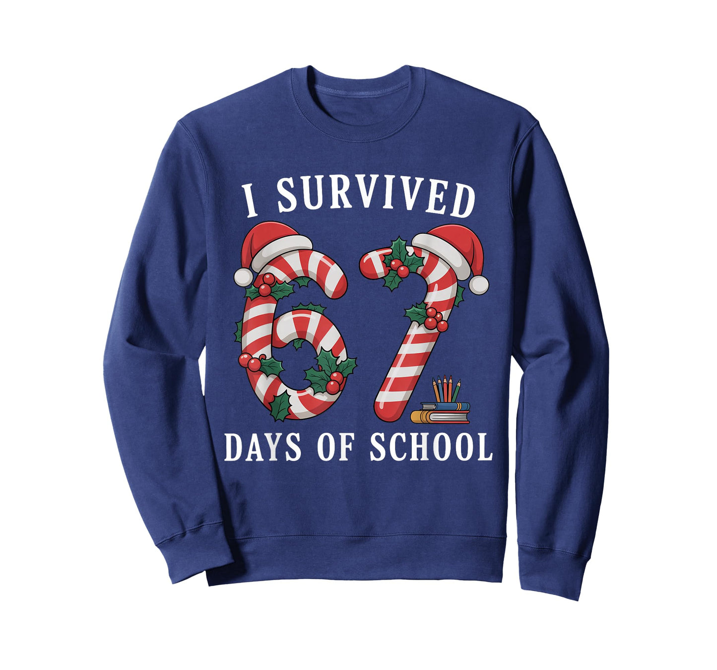 I Survived 67 Days of School Christmas Candy Cane Six Seven T-Shirt