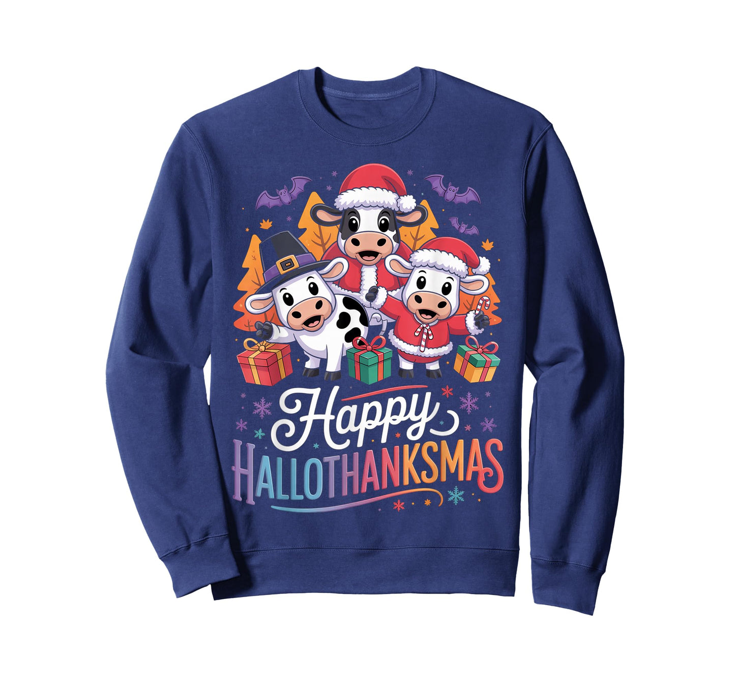 Happy HalloThanksMas Cows Gifts for Farmer T-Shirt