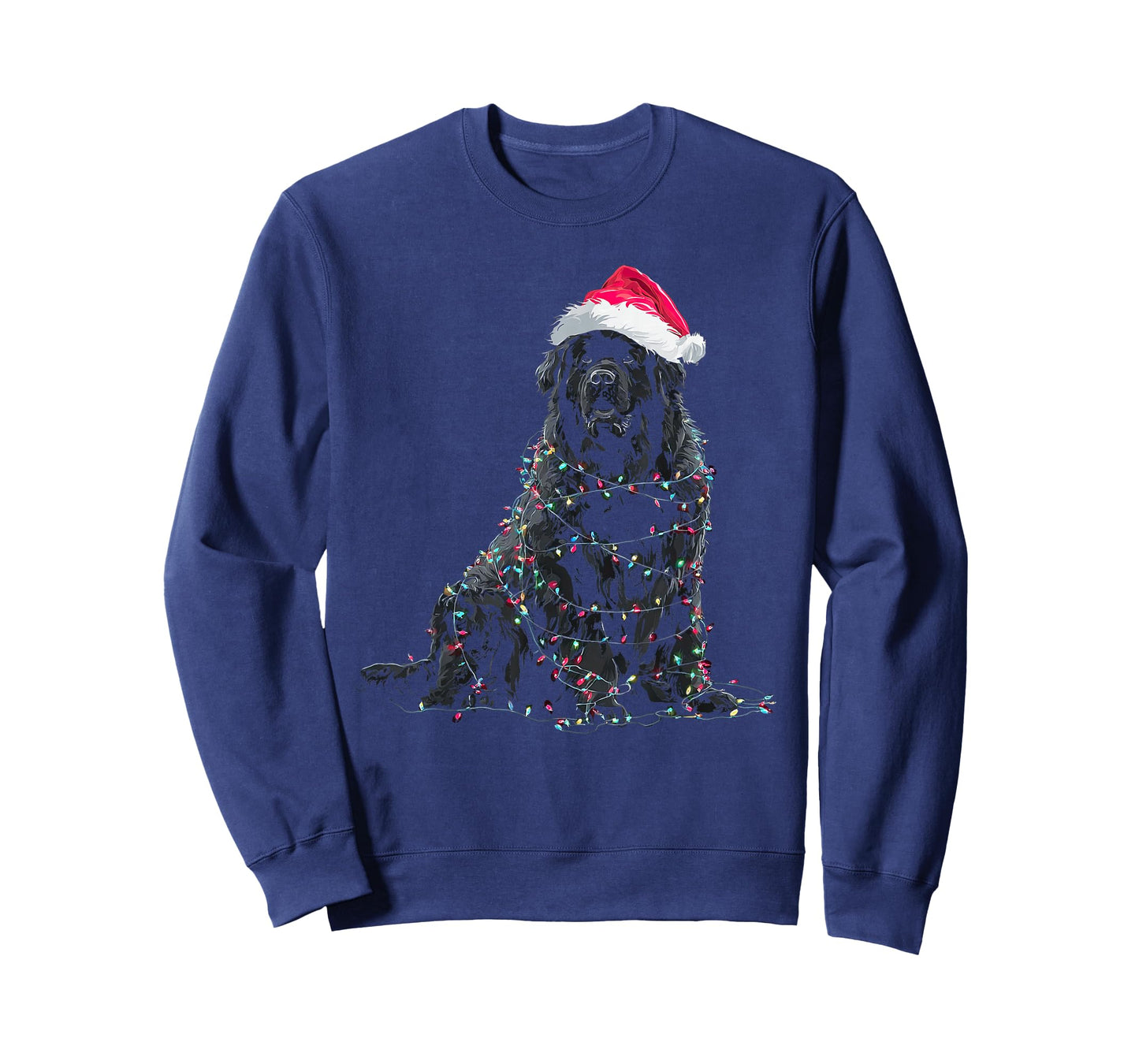 Funny Newfoundland Christmas Graphic Dog Lights Lover Newfie T-Shirt