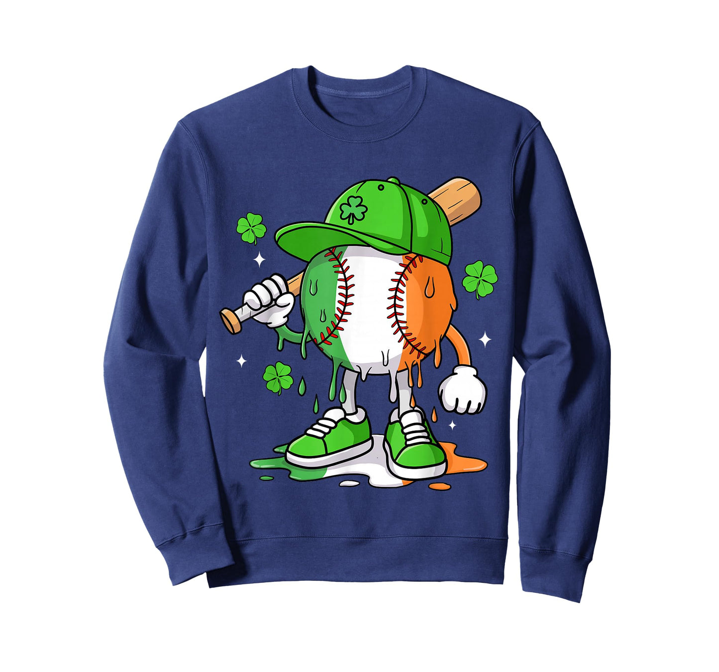 Boys St Patricks Day Irish Flag Kids Baseball Ice Cream Drip T-Shirt