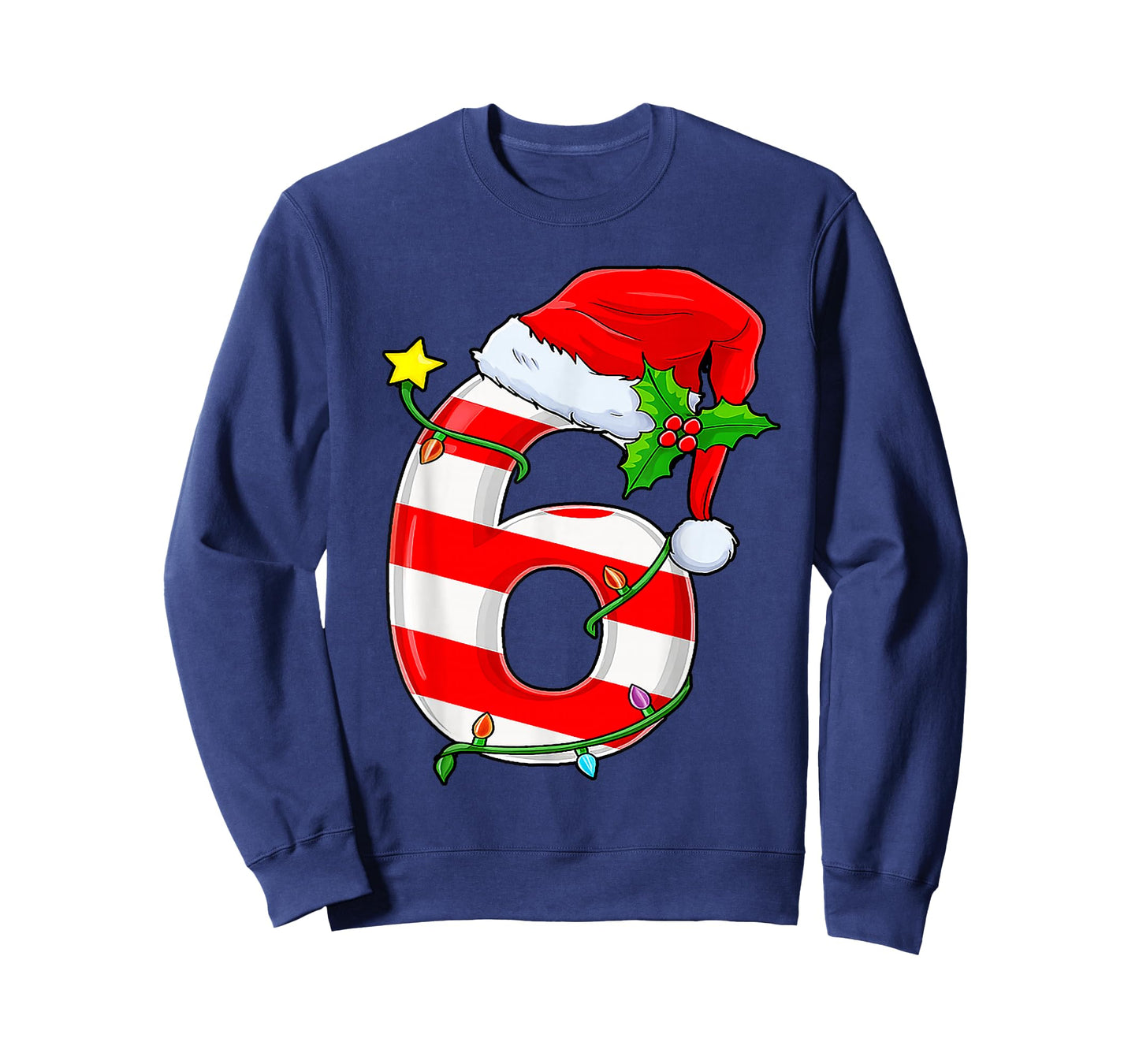 Fun Six Seven 6 7 Meme Candy Cane Lights Santa Christmas T-Shirt