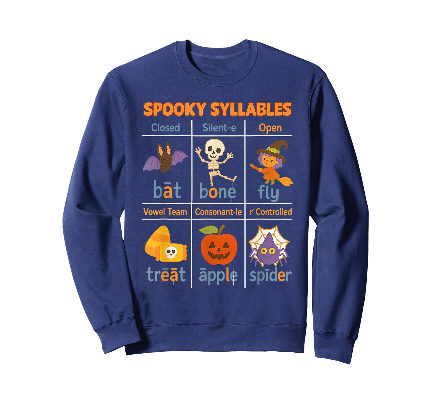 Spooky Syllables Teacher Funny Halloween Educational Kids T-Shirt
