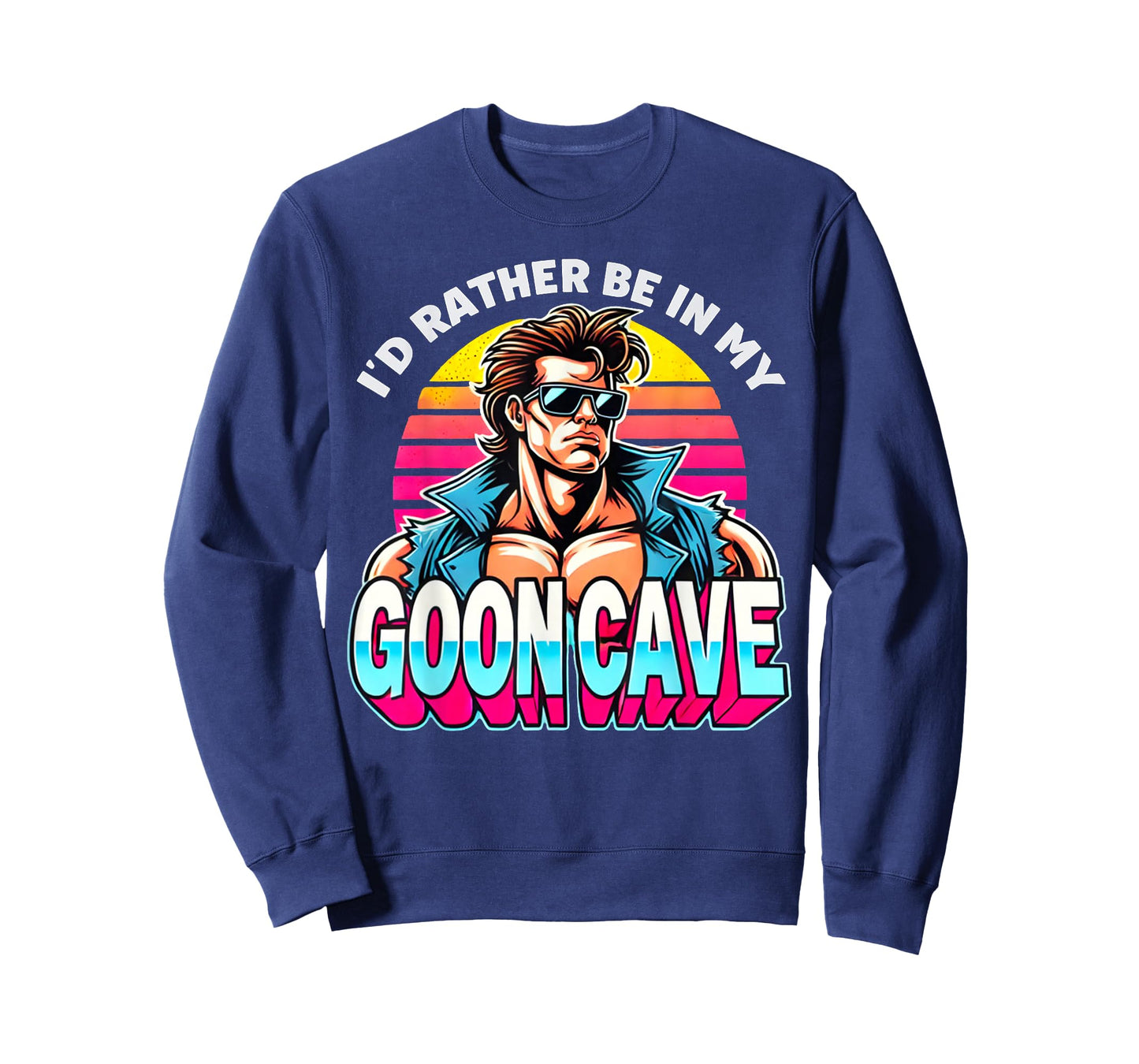 Retro Funny Id Rather Be in My Goon Cave Quote Man Meme T-Shirt