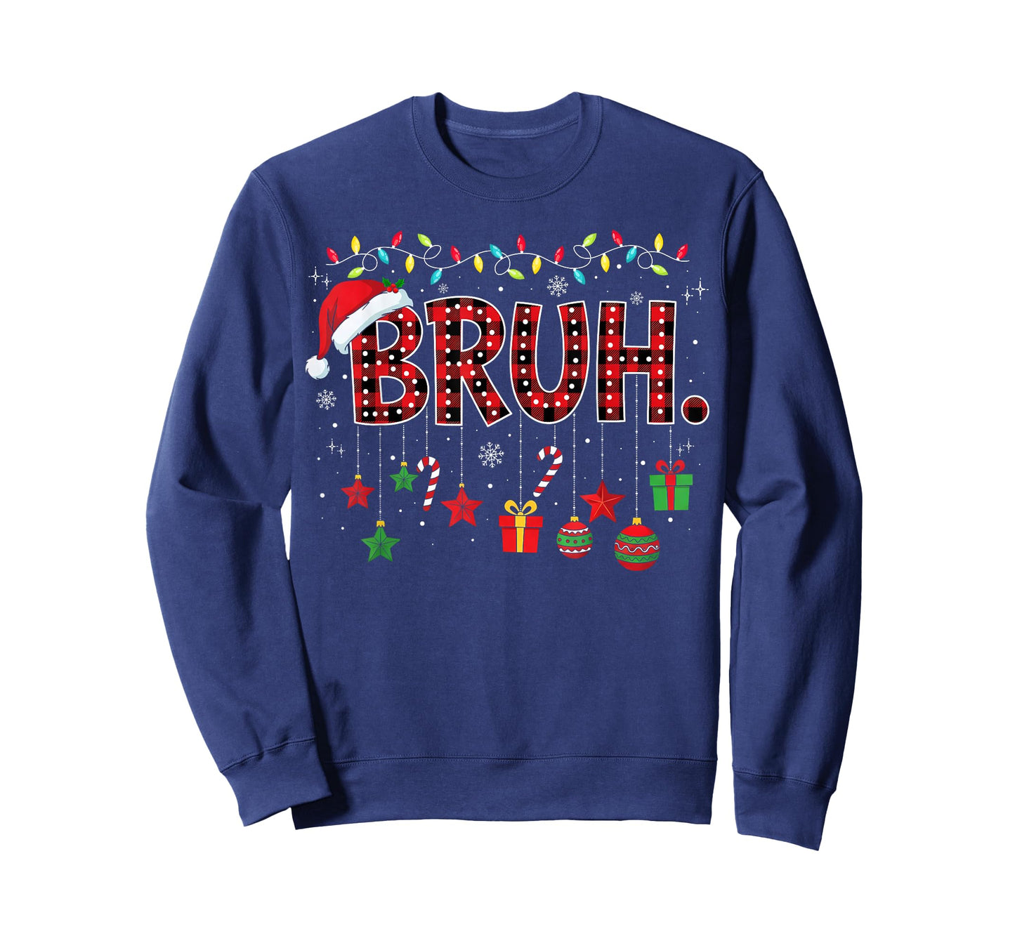 Bruh Funny Christmas Red Plaid Teens Boys Kids Xmas Pajamas T-Shirt