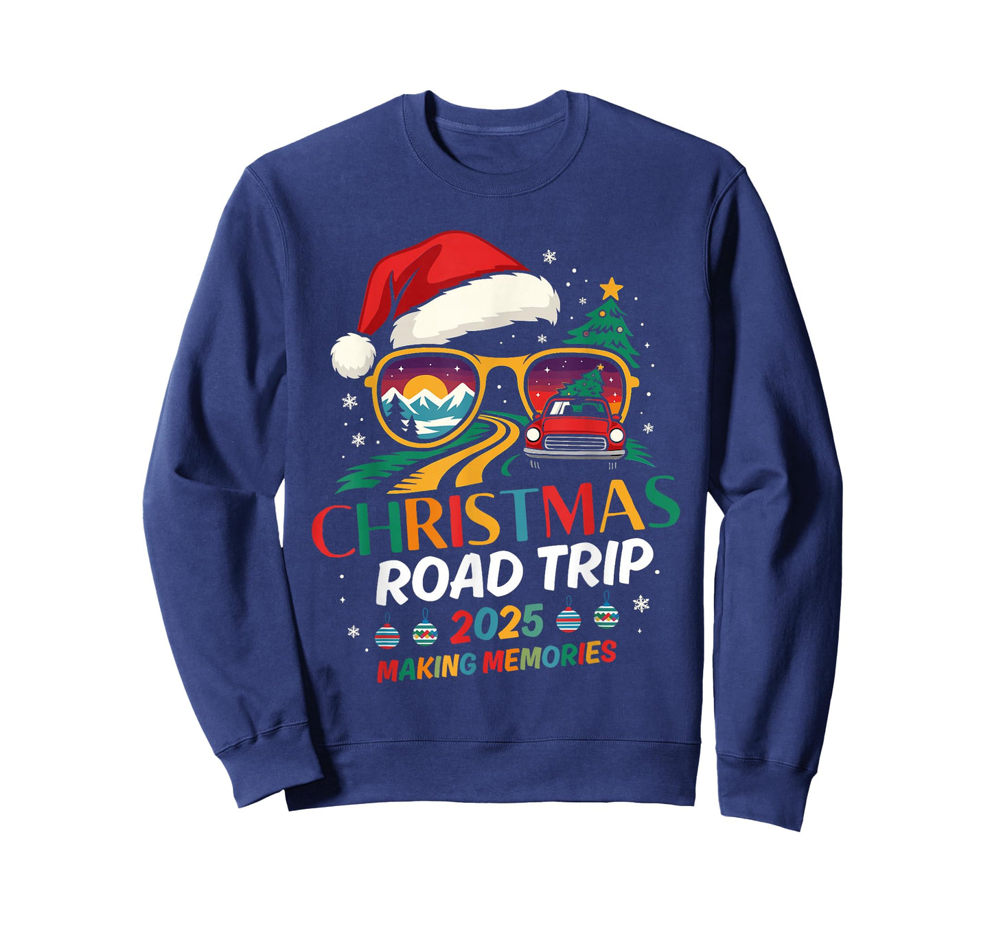 Christmas Road Trips 2025 Men Women Kids Family Matching Fun T-Shirt
